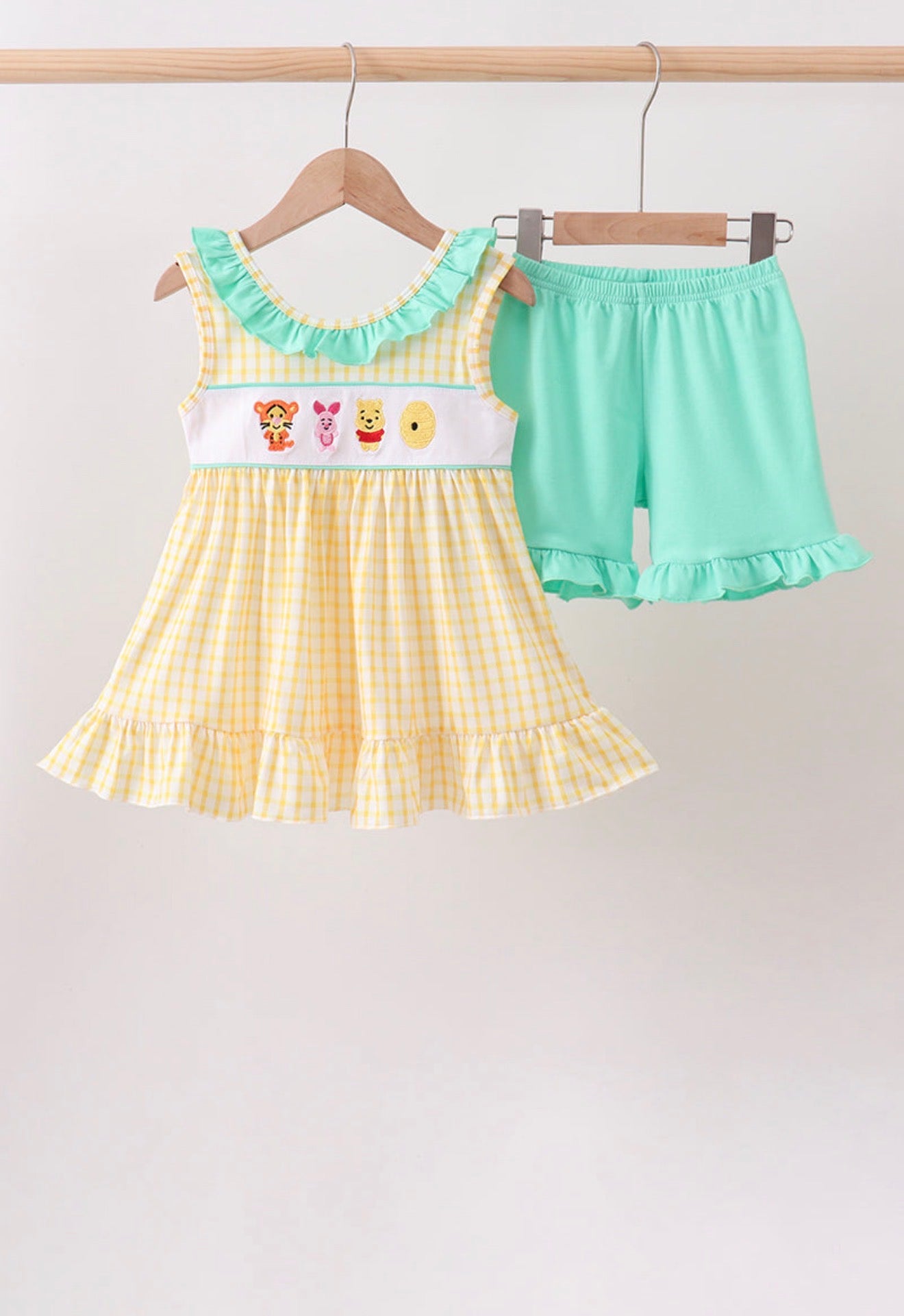 Mustard Honey Bear
Embroidered Ruffle Shorts Set