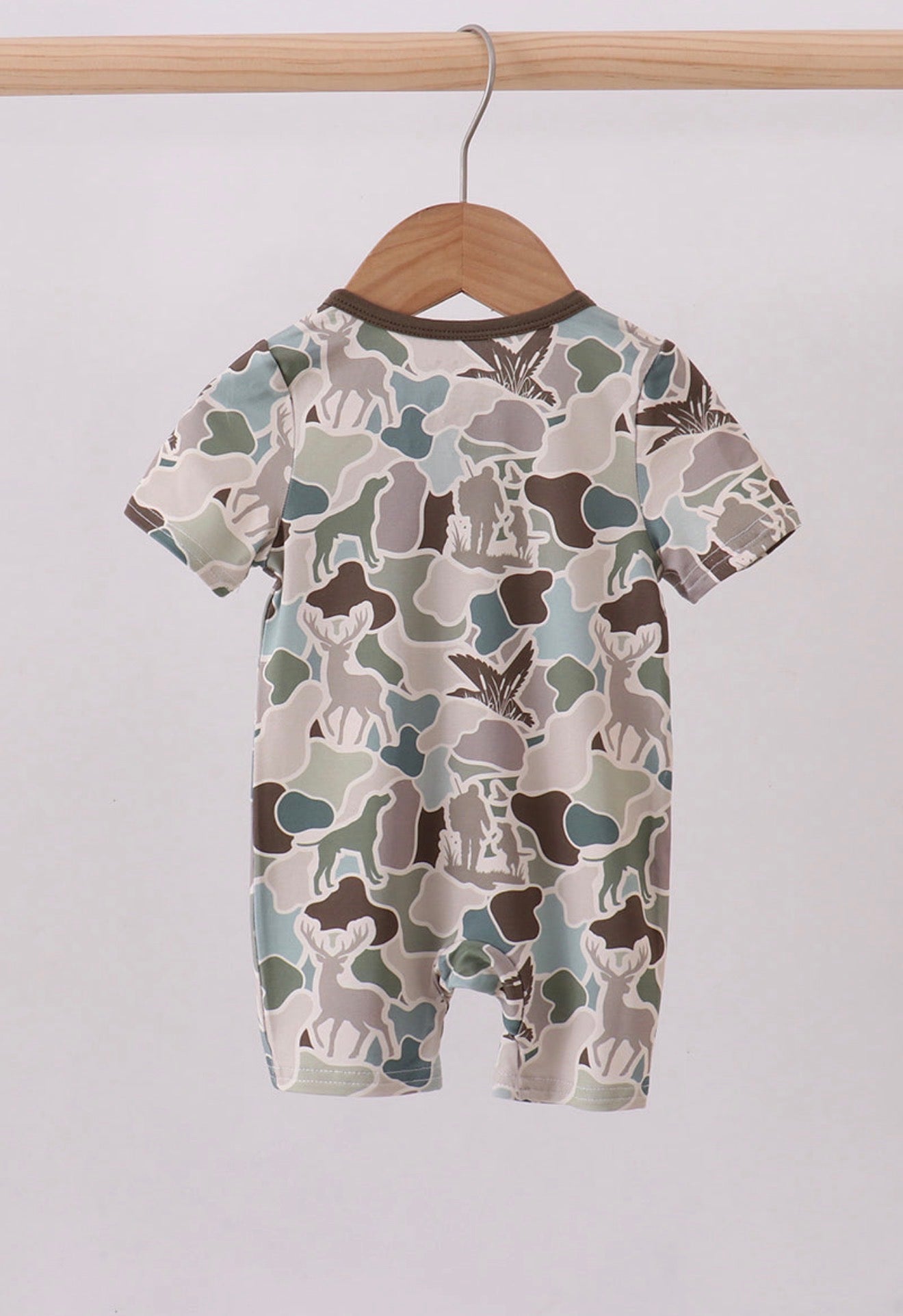 Camouflage duck print bamboo romper