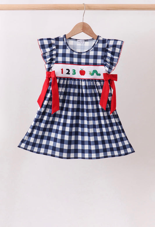 Navy Apple Smocked
Gingham Dress