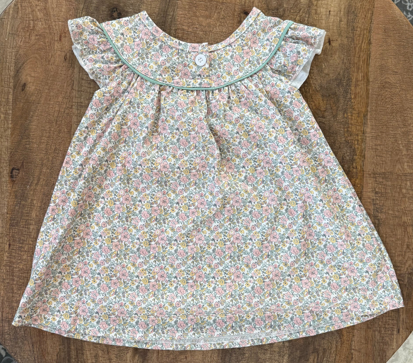 Pink floral print pumpkin embroidery girl dress