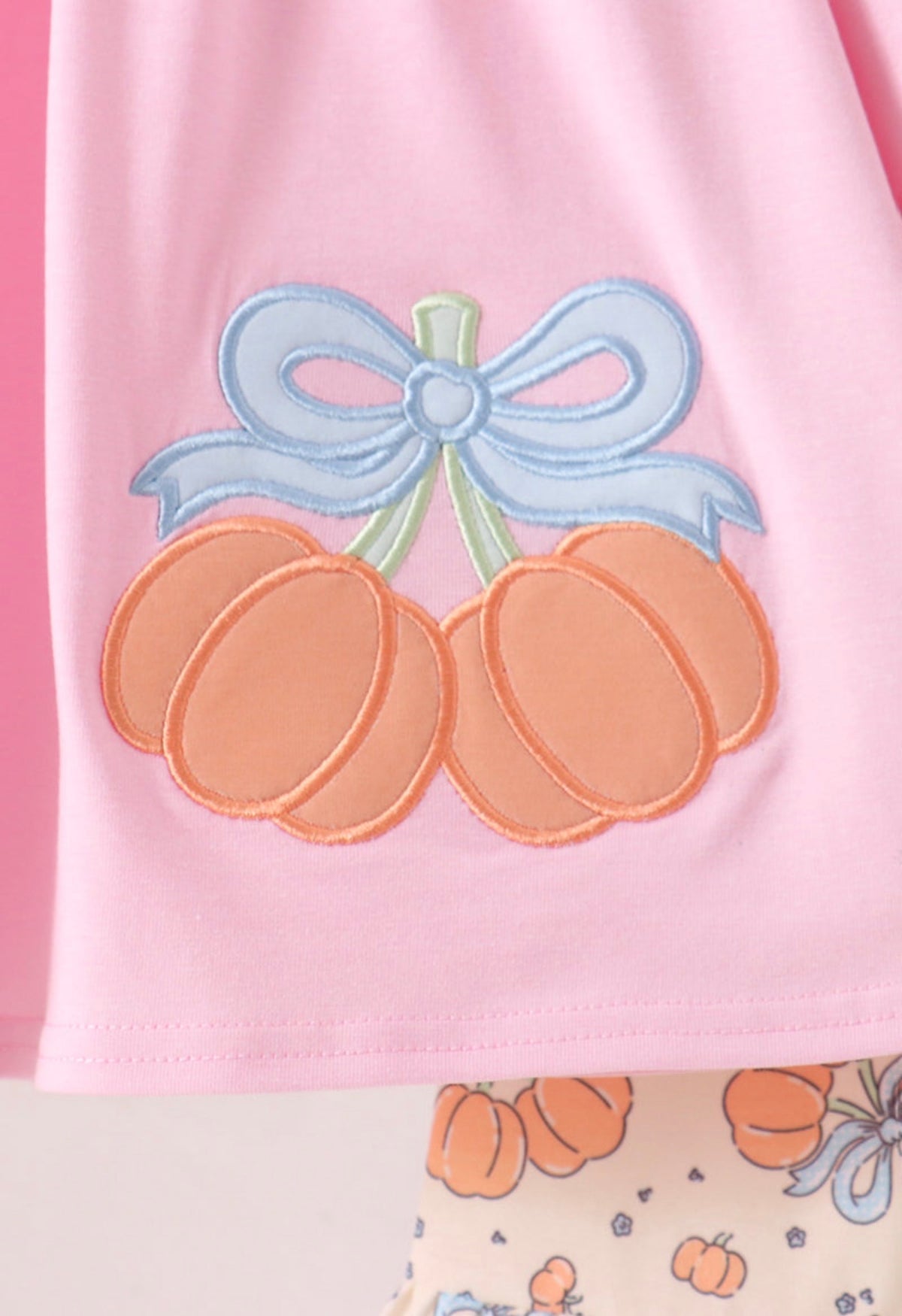 Pink bow pumpkin ruffle pants set