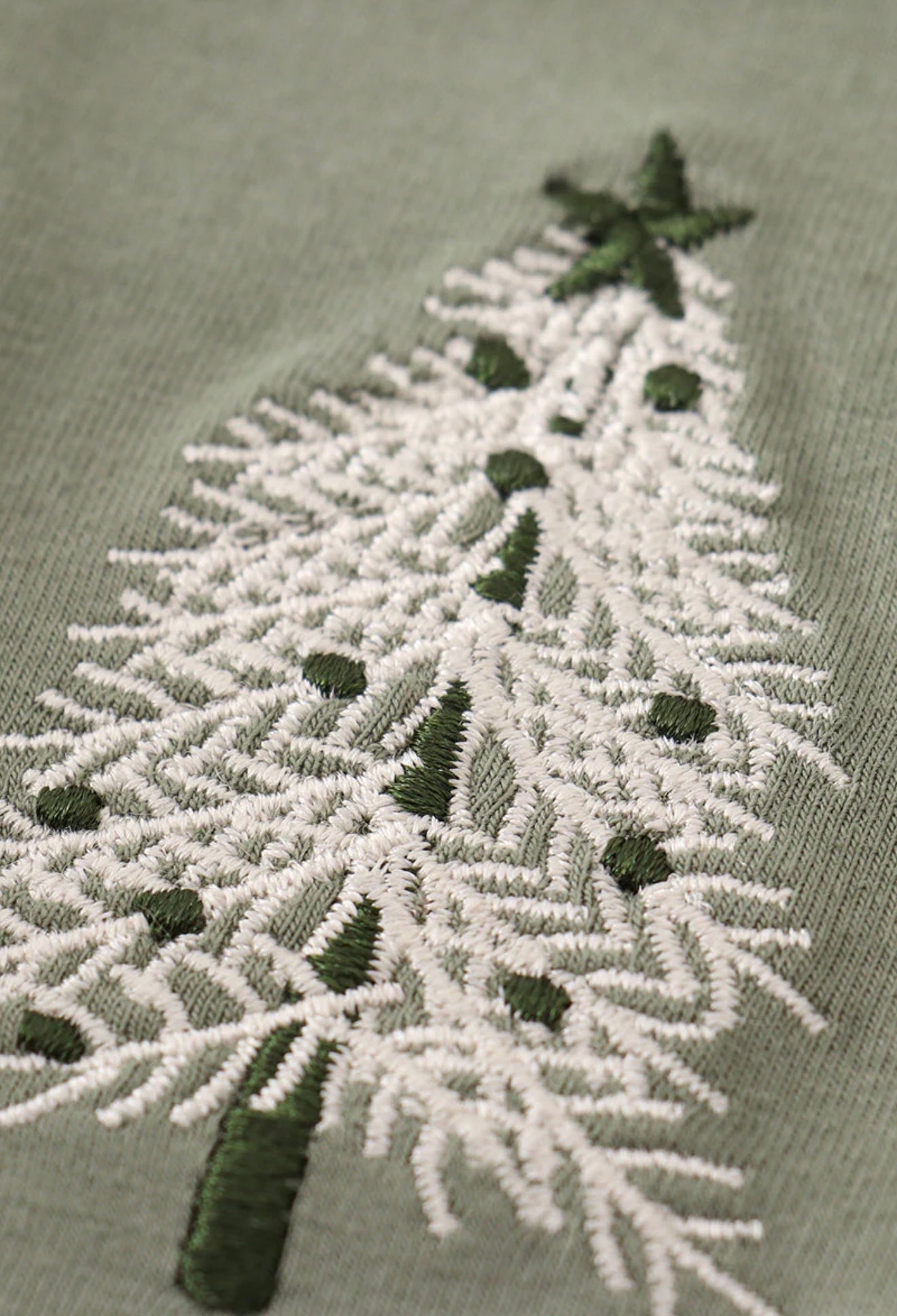 Sage Christmas Tree Embroidery Girl Dress