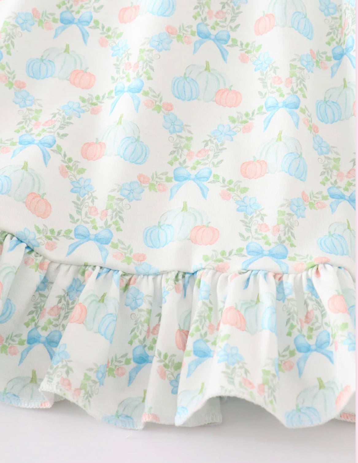 Green pumpkin print girl dress