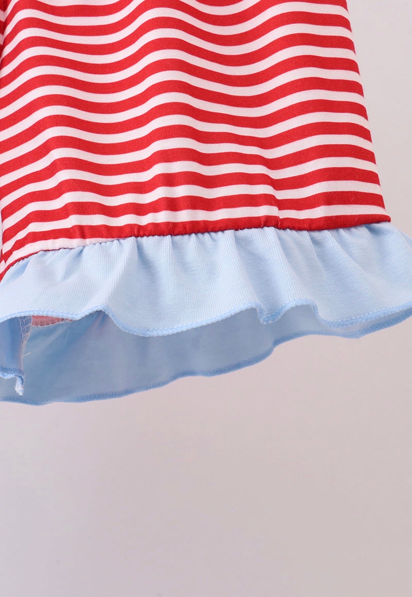 Blue God Bless America flag french knot ruffle shorts set
