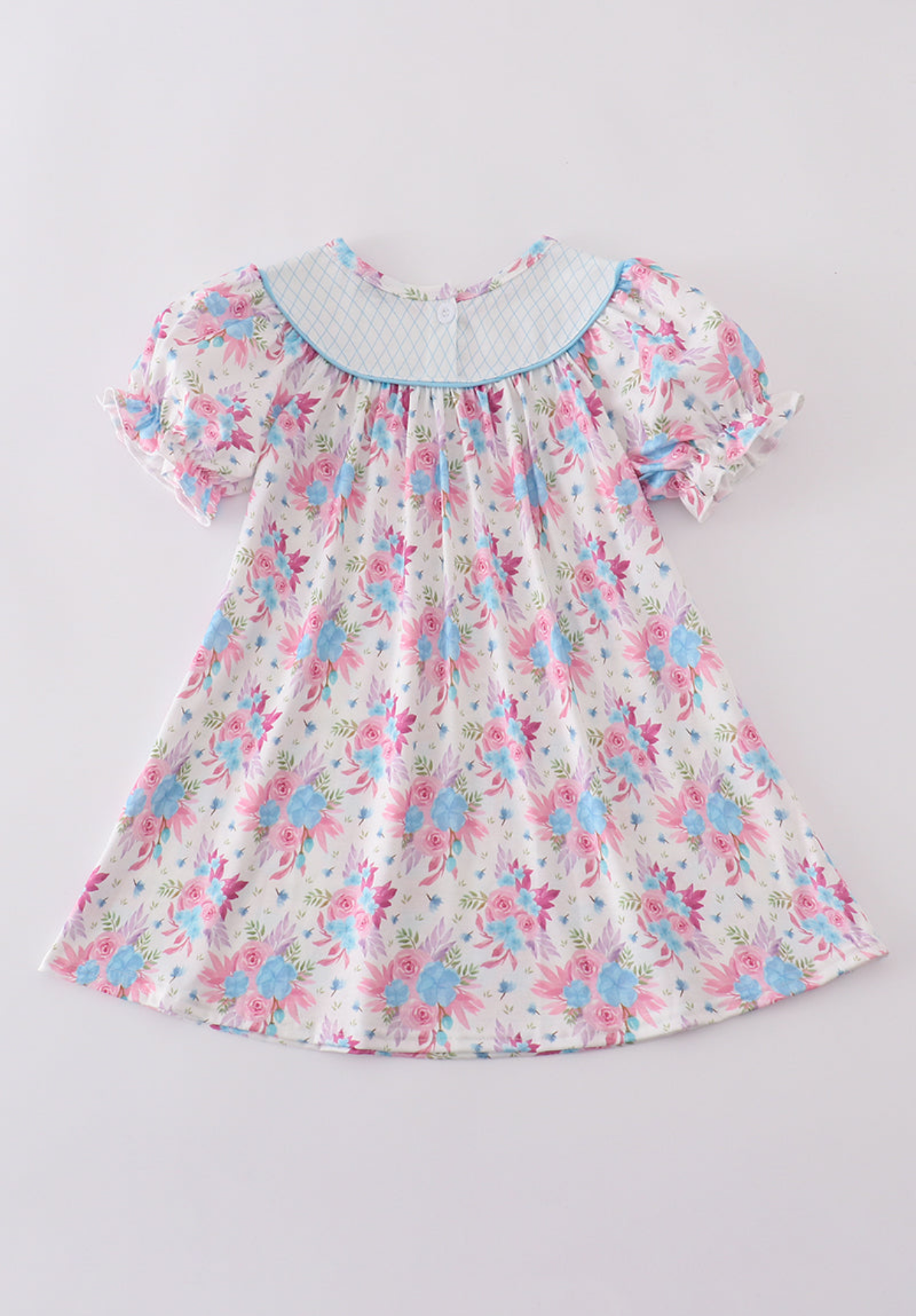 Blue petal meadow embroidery girl dress