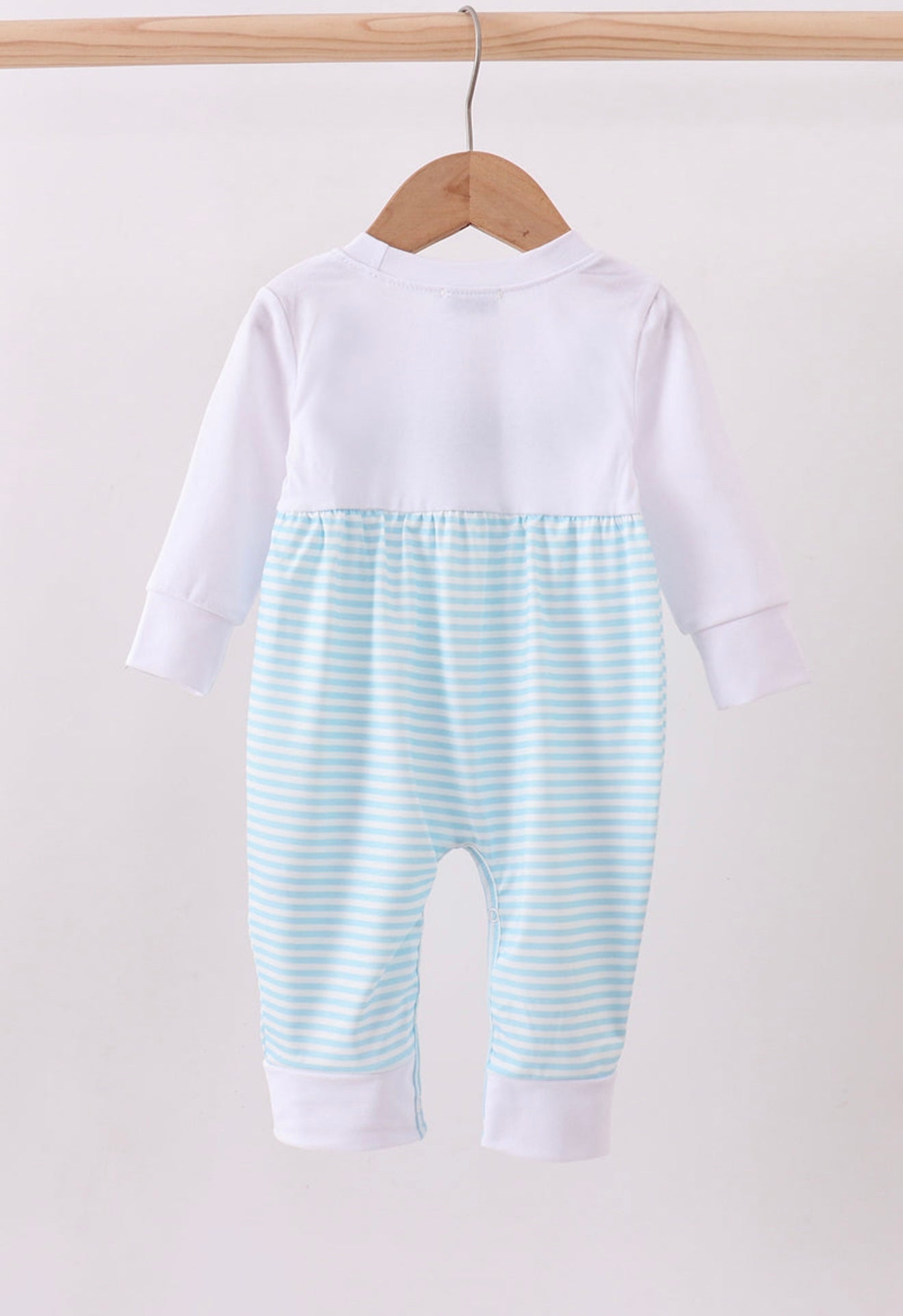 Blue heart French knot romper