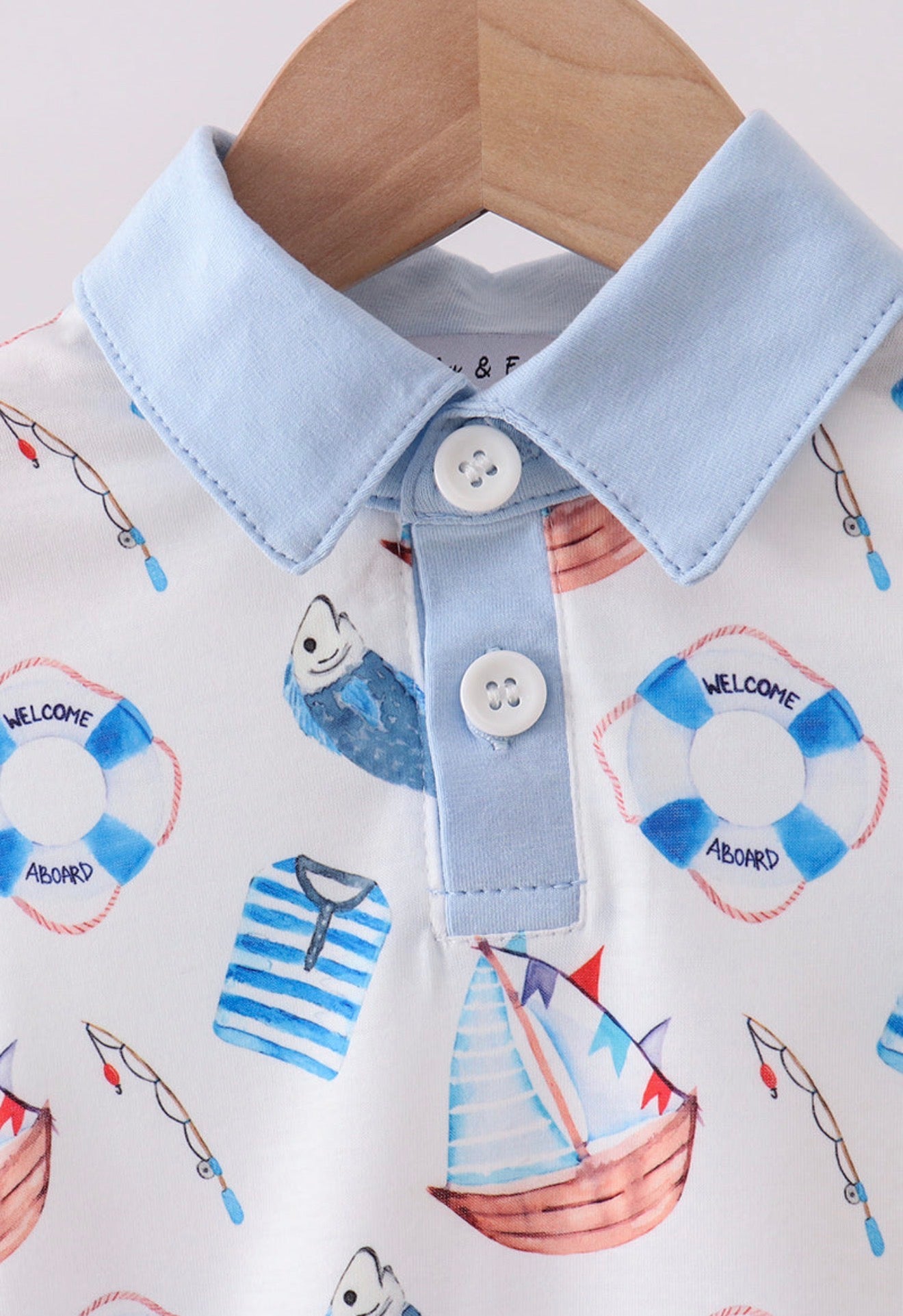 Blue sailboat print bubble