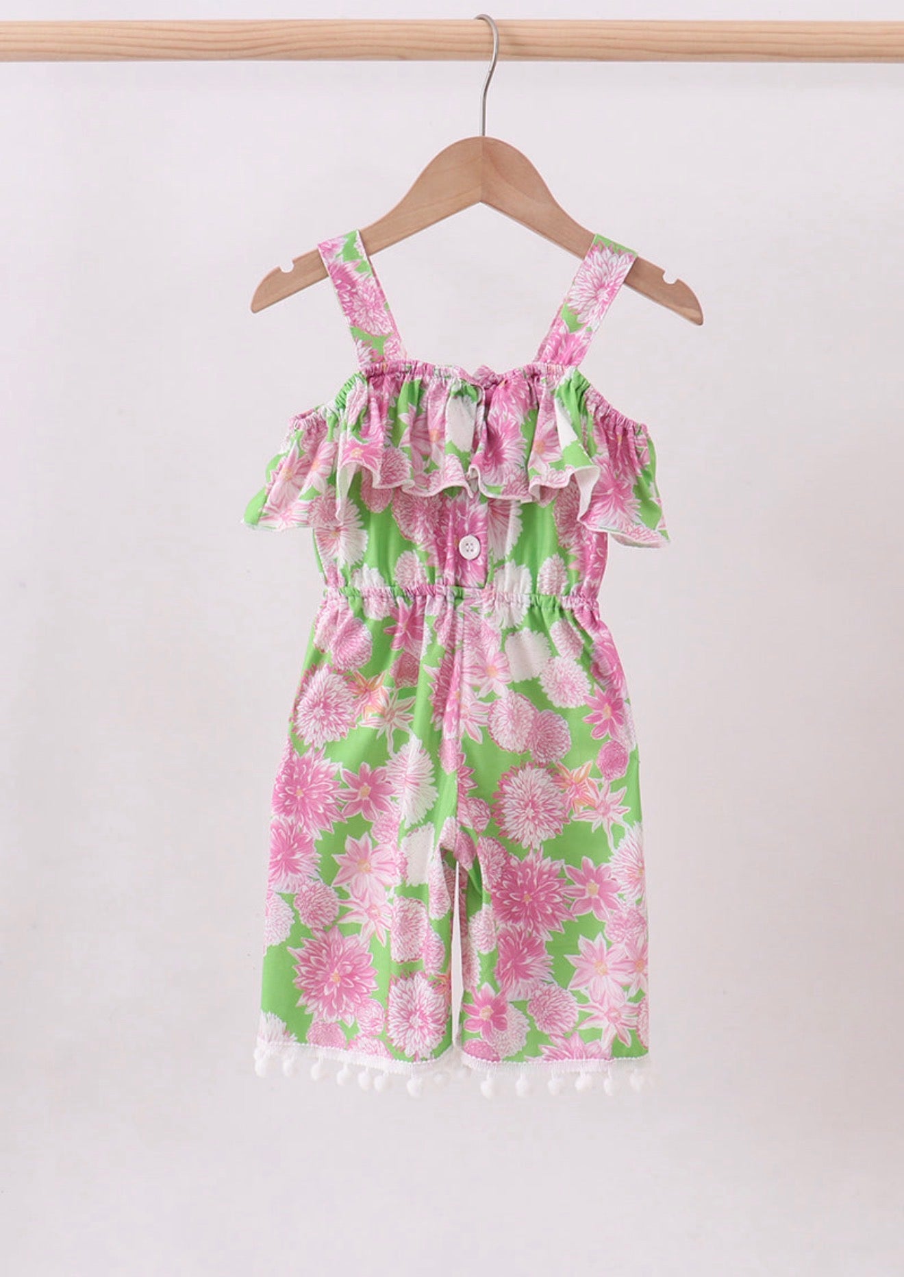 Pink floral ruffle jumpsuit