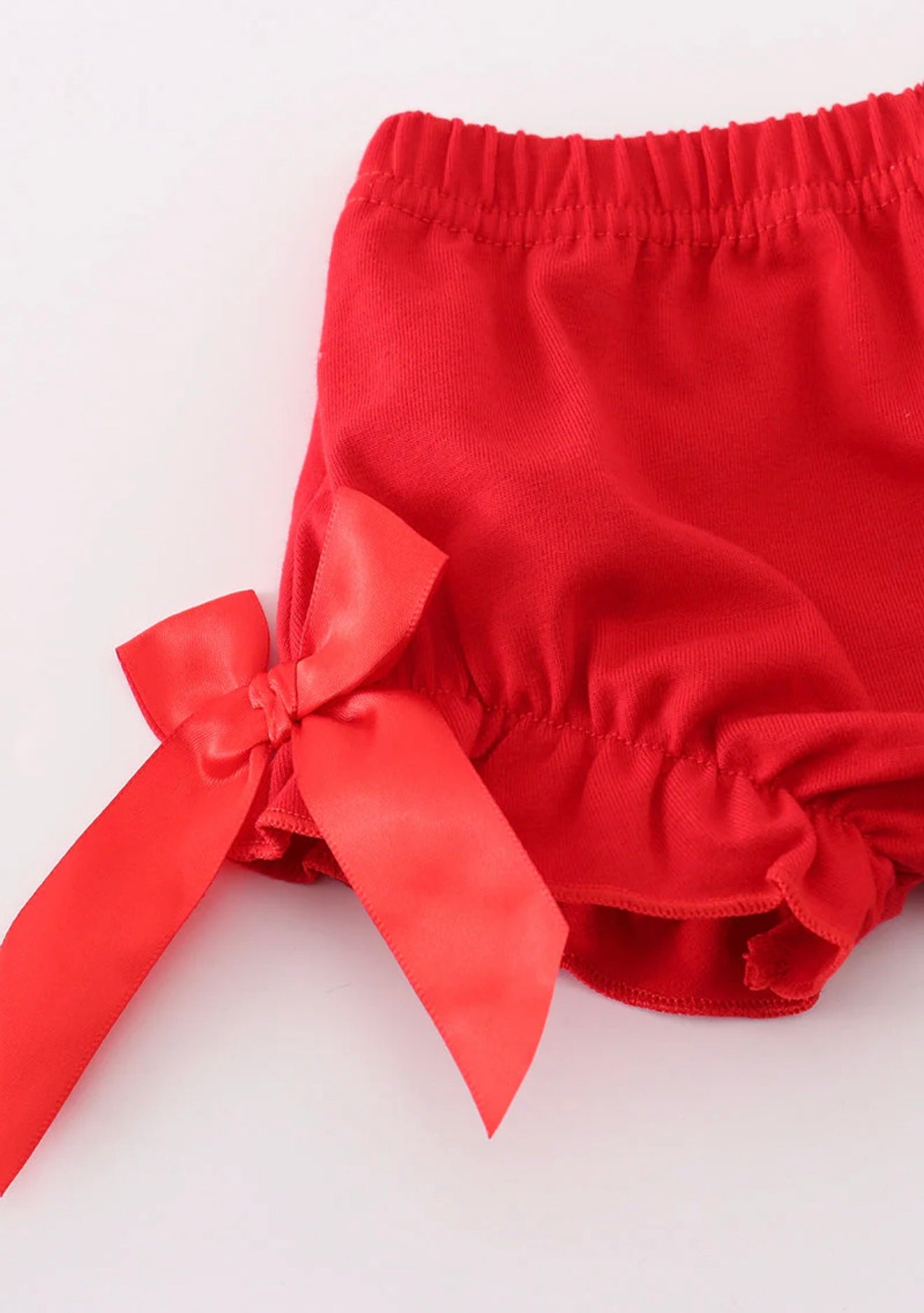 Green Holly Floral Smocked Bow Bloomer Set ￼