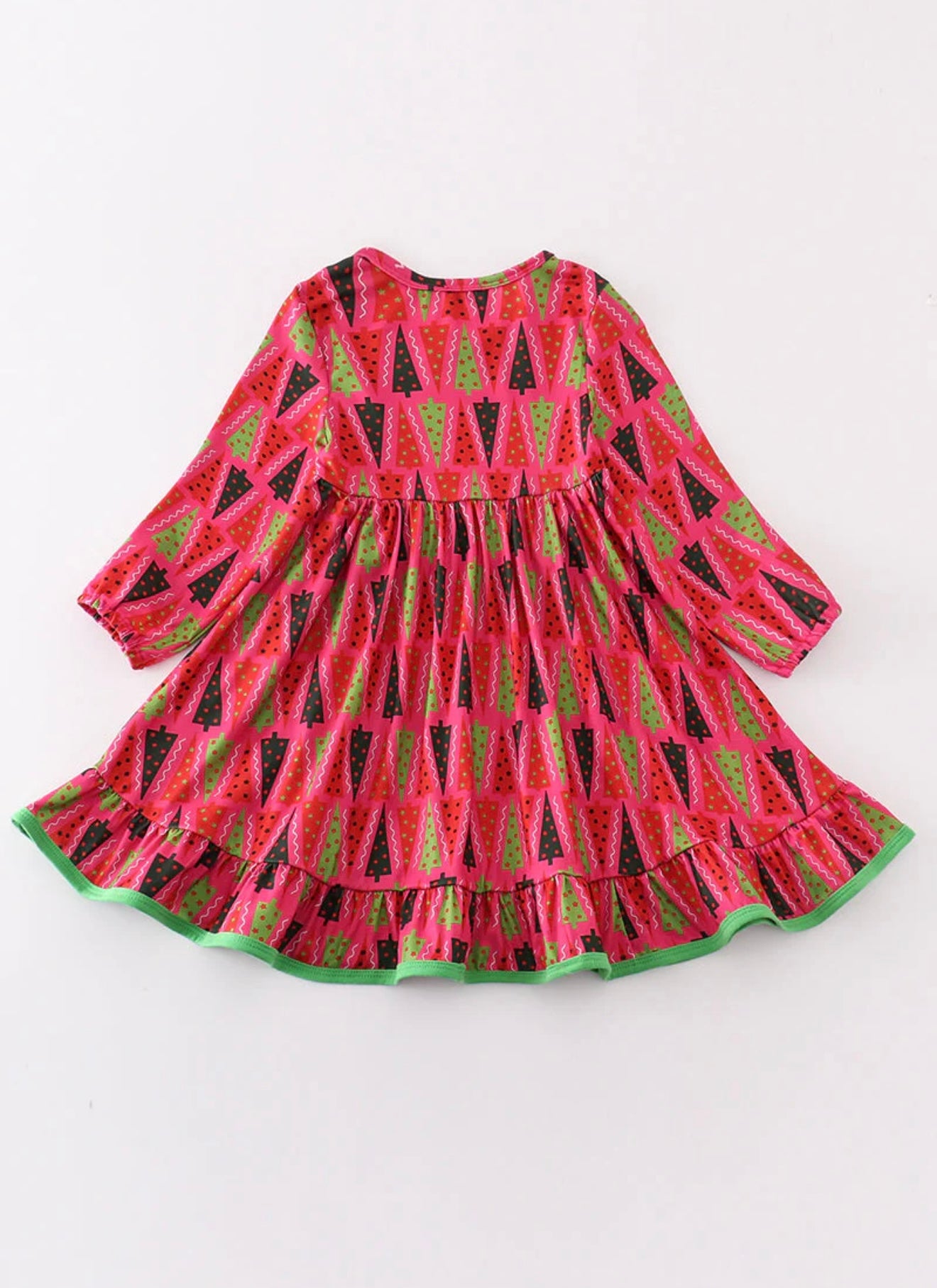 Red Christmas Tree Ruffle Dress