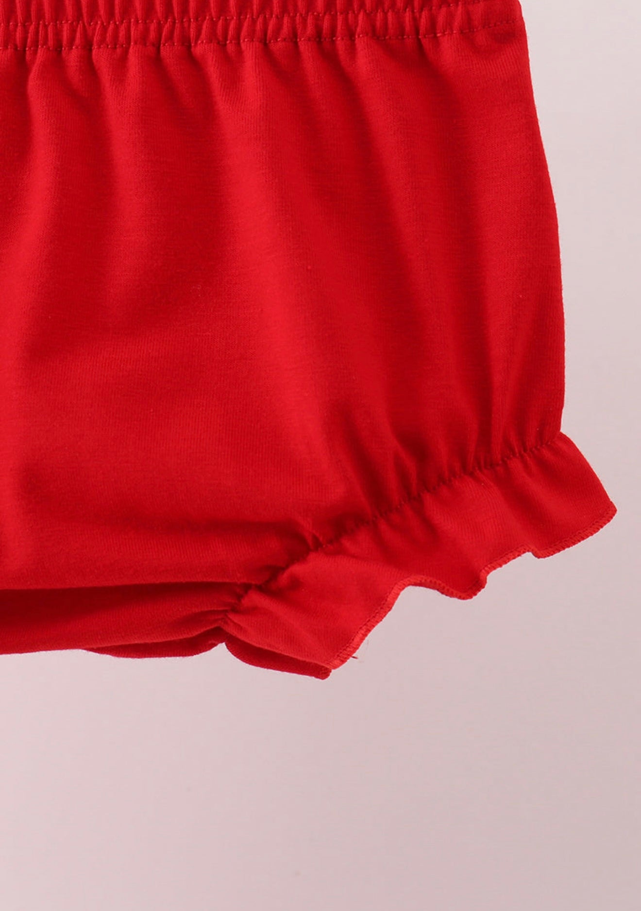 Red heart bow smocked bloomer set