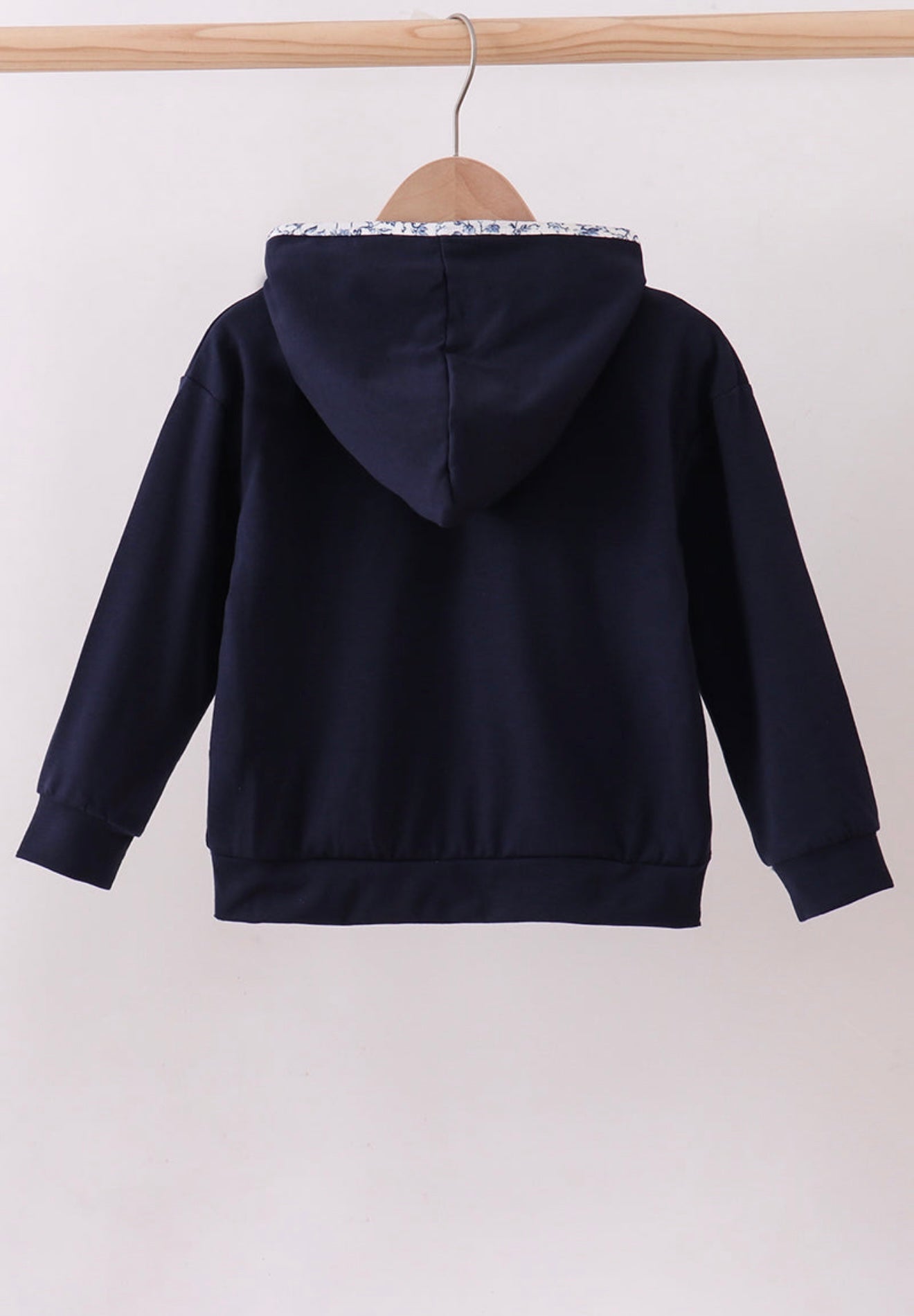 Navy heart floral appliqué hoodie