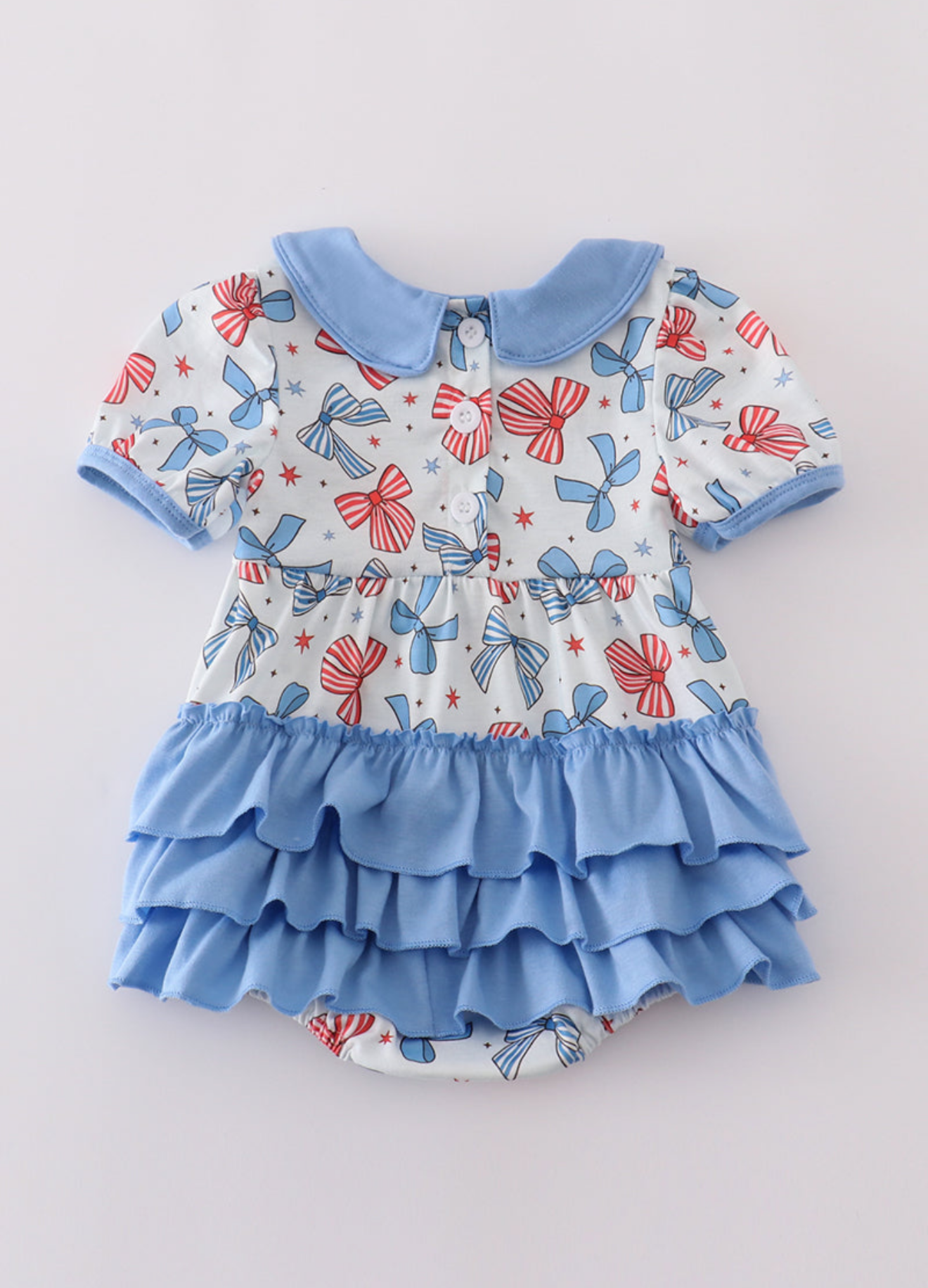 Patriotic bows embroidery ruffle bubble