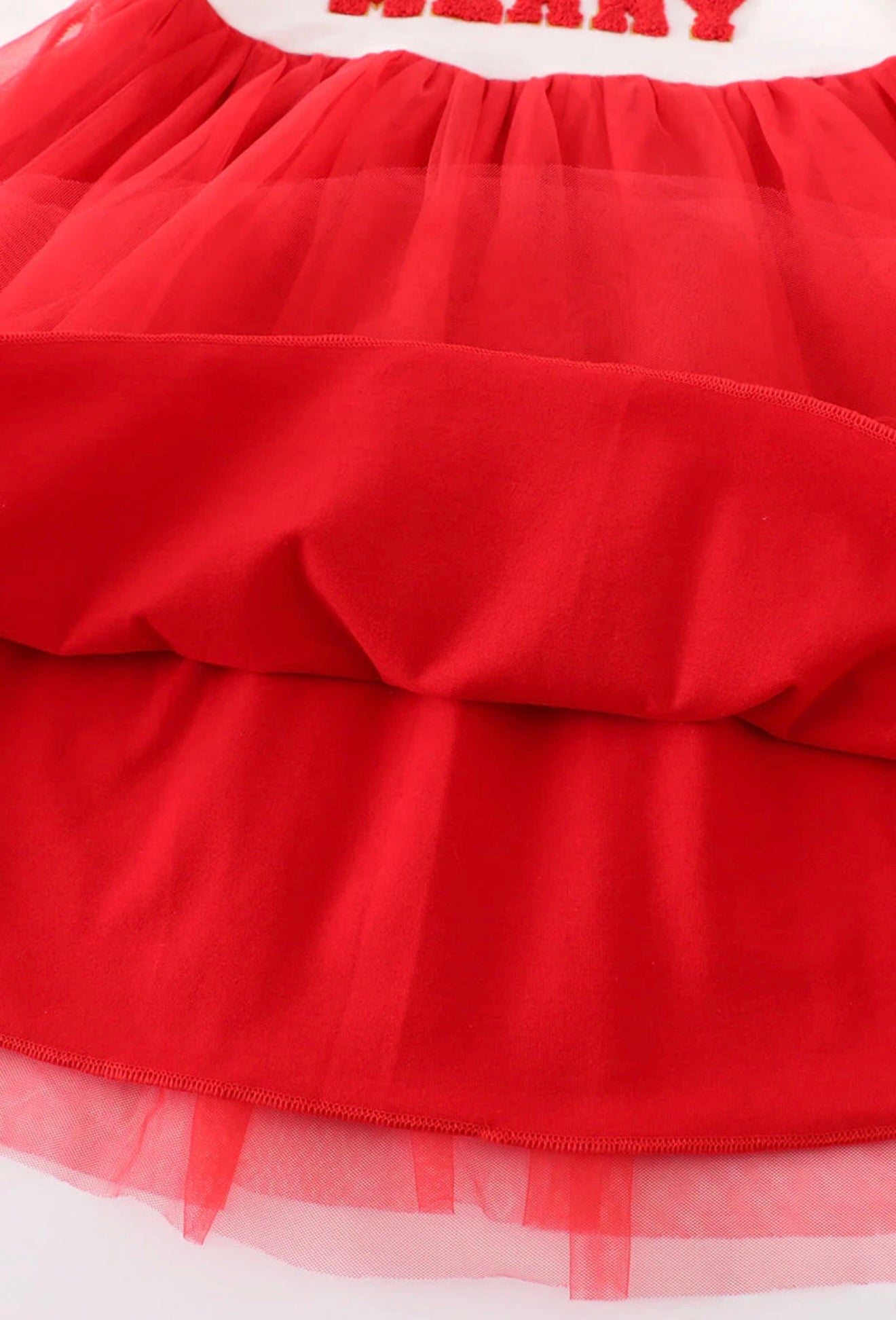 Red Merry Christmas French Knot Girl Dress