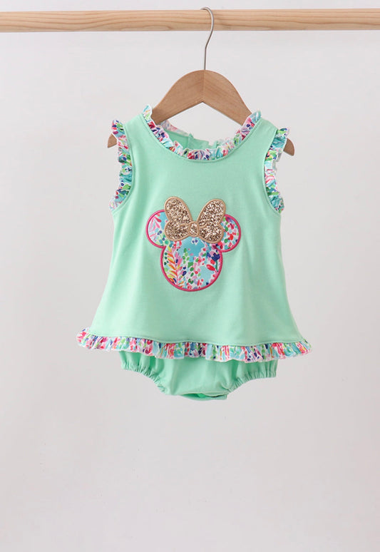 Mint character appliqué bubble