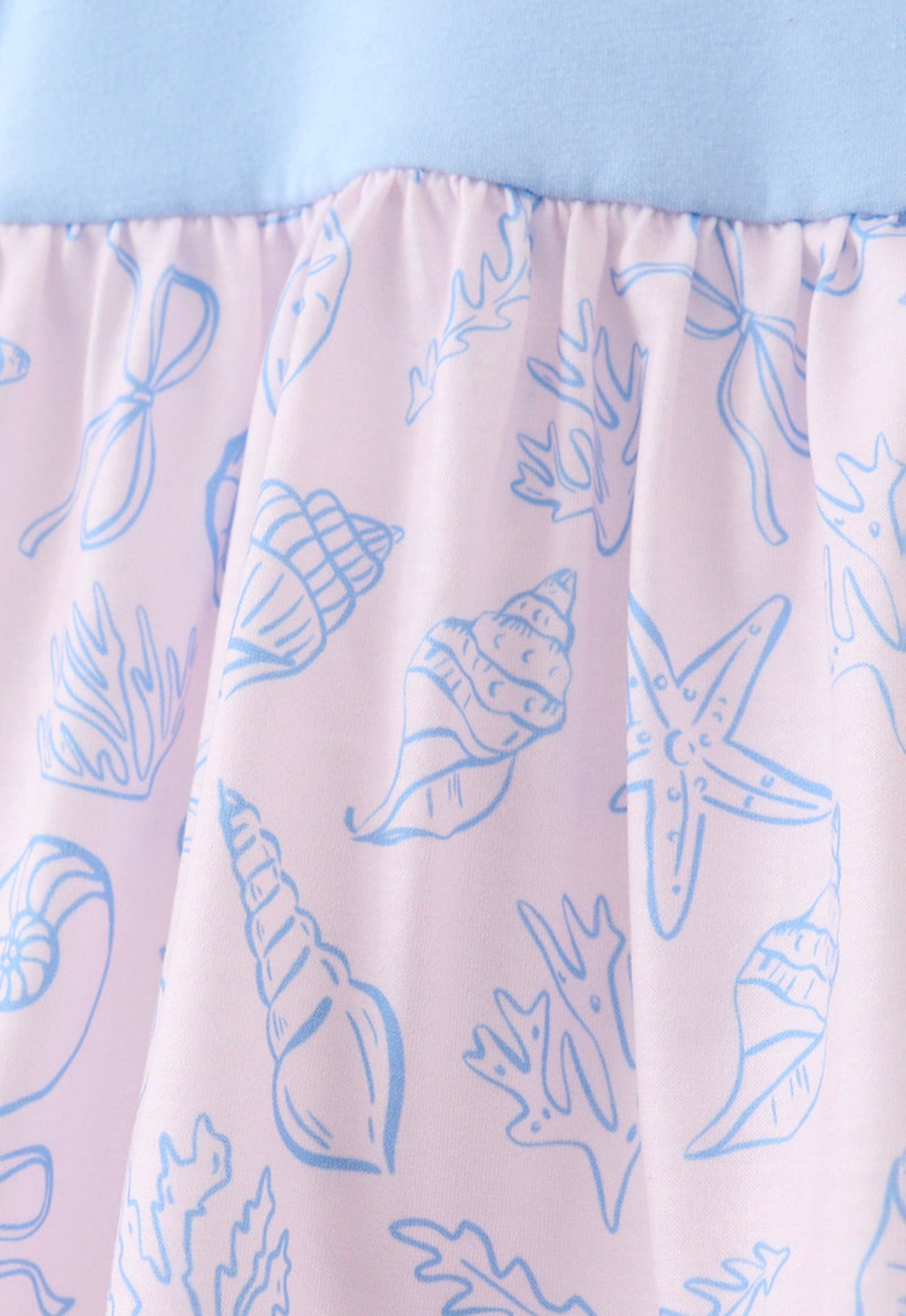 Blue shell starfish print bow bloomer set