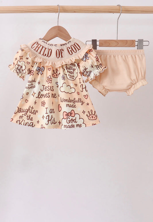 Child of God smocked bloomer set