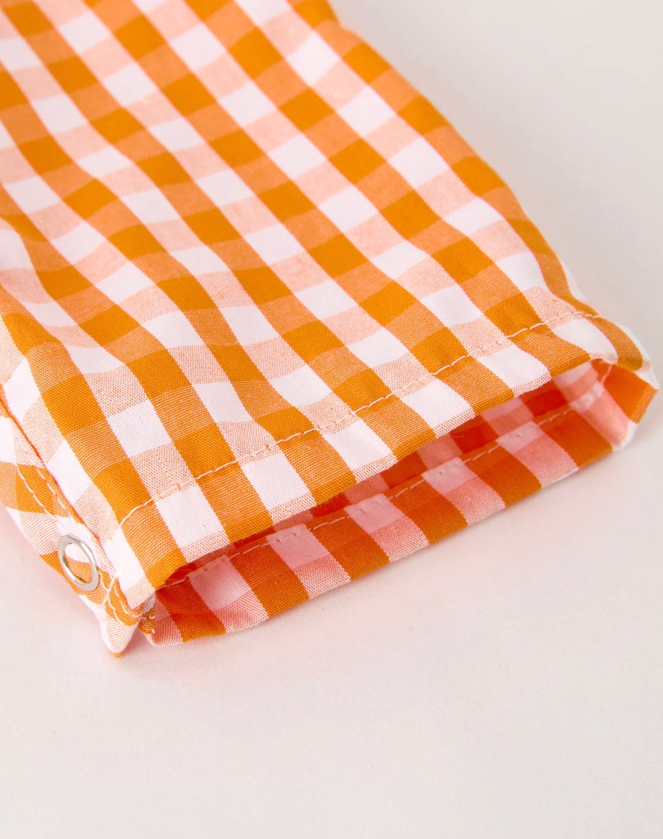 Fall Turkey Embroidered Romper for Baby Boys – Orange Checkered with Thanksgiving Details