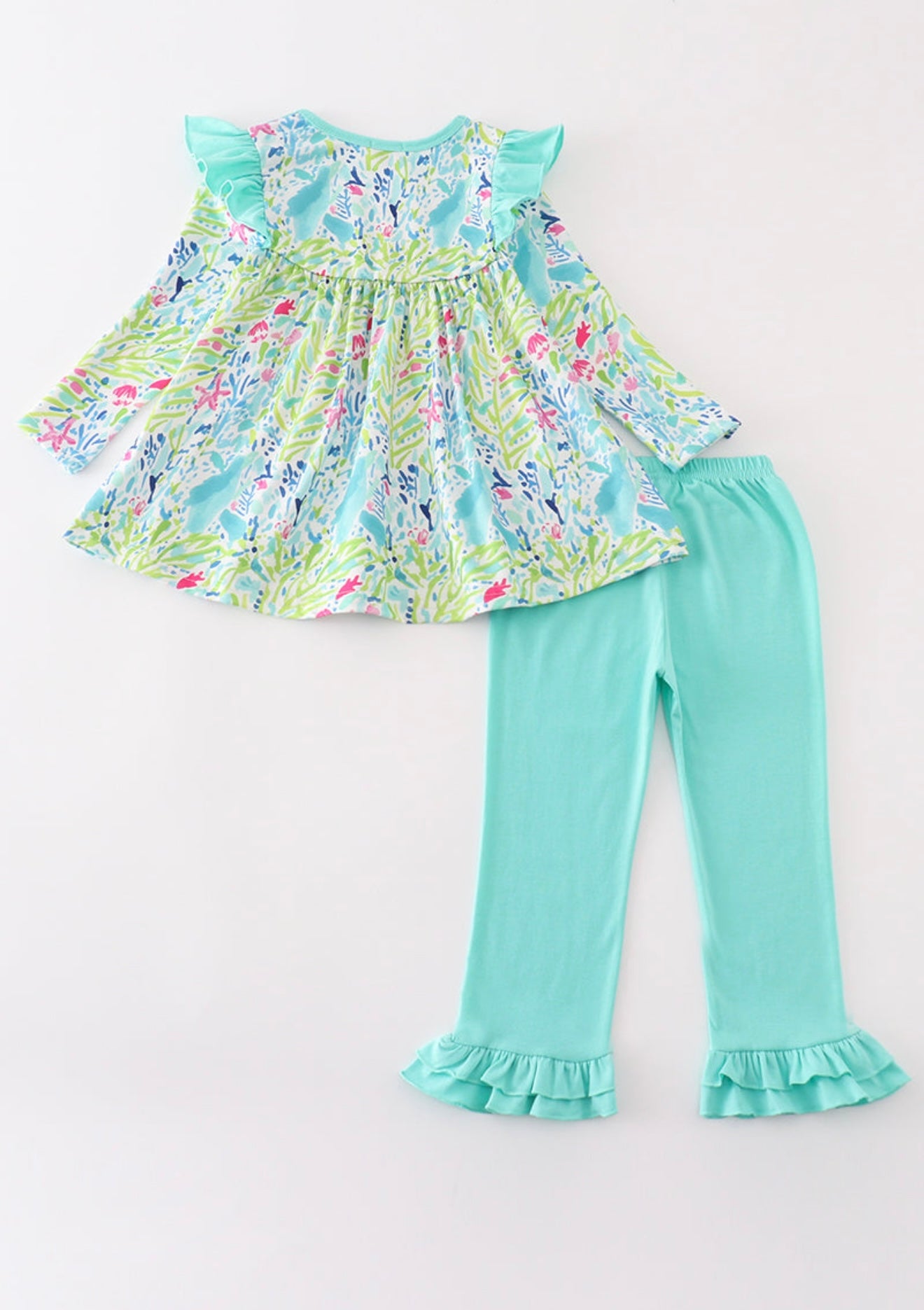 Green floral girl’s pants set