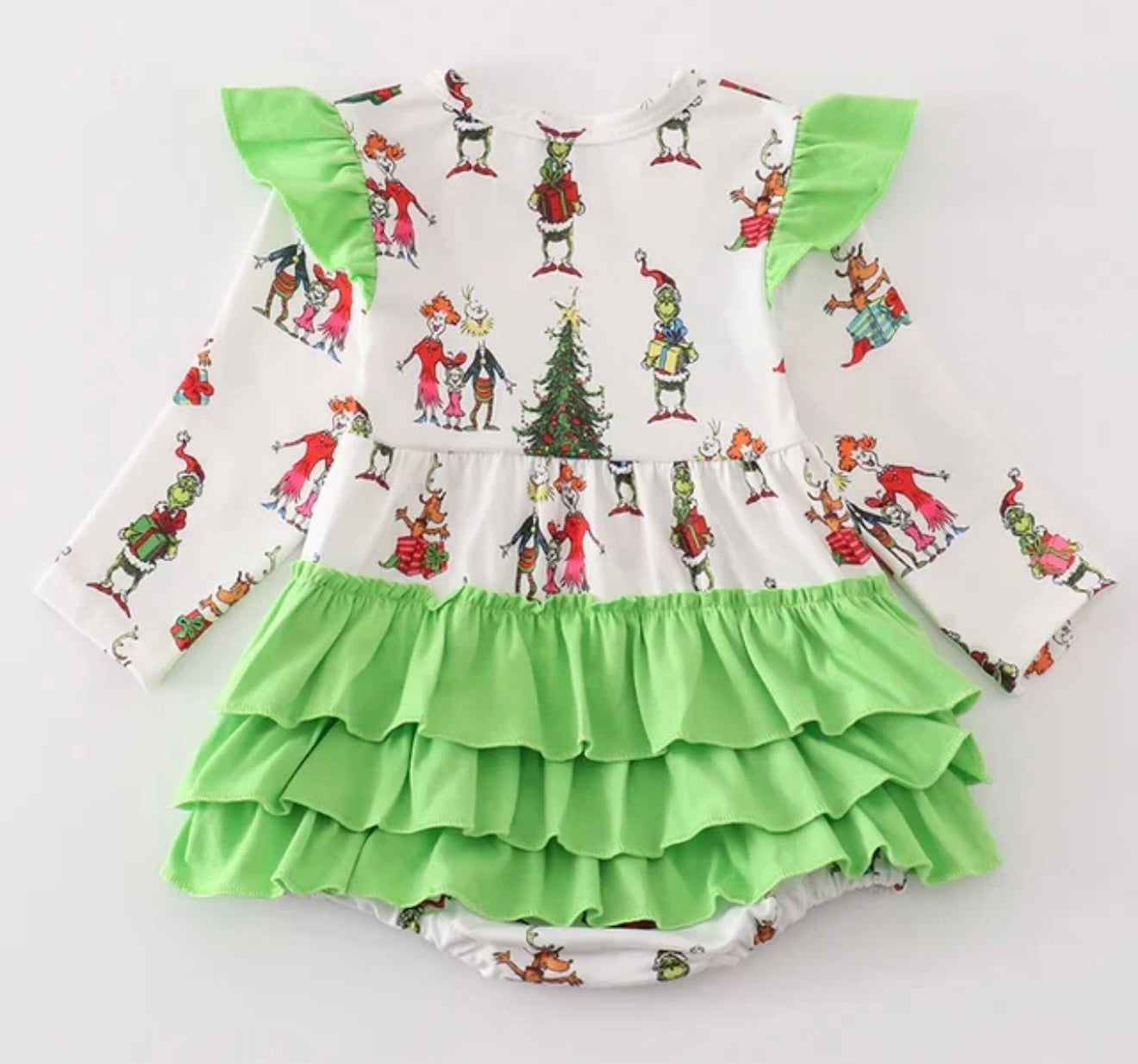 White Grinch Print Girl Bubble ￼