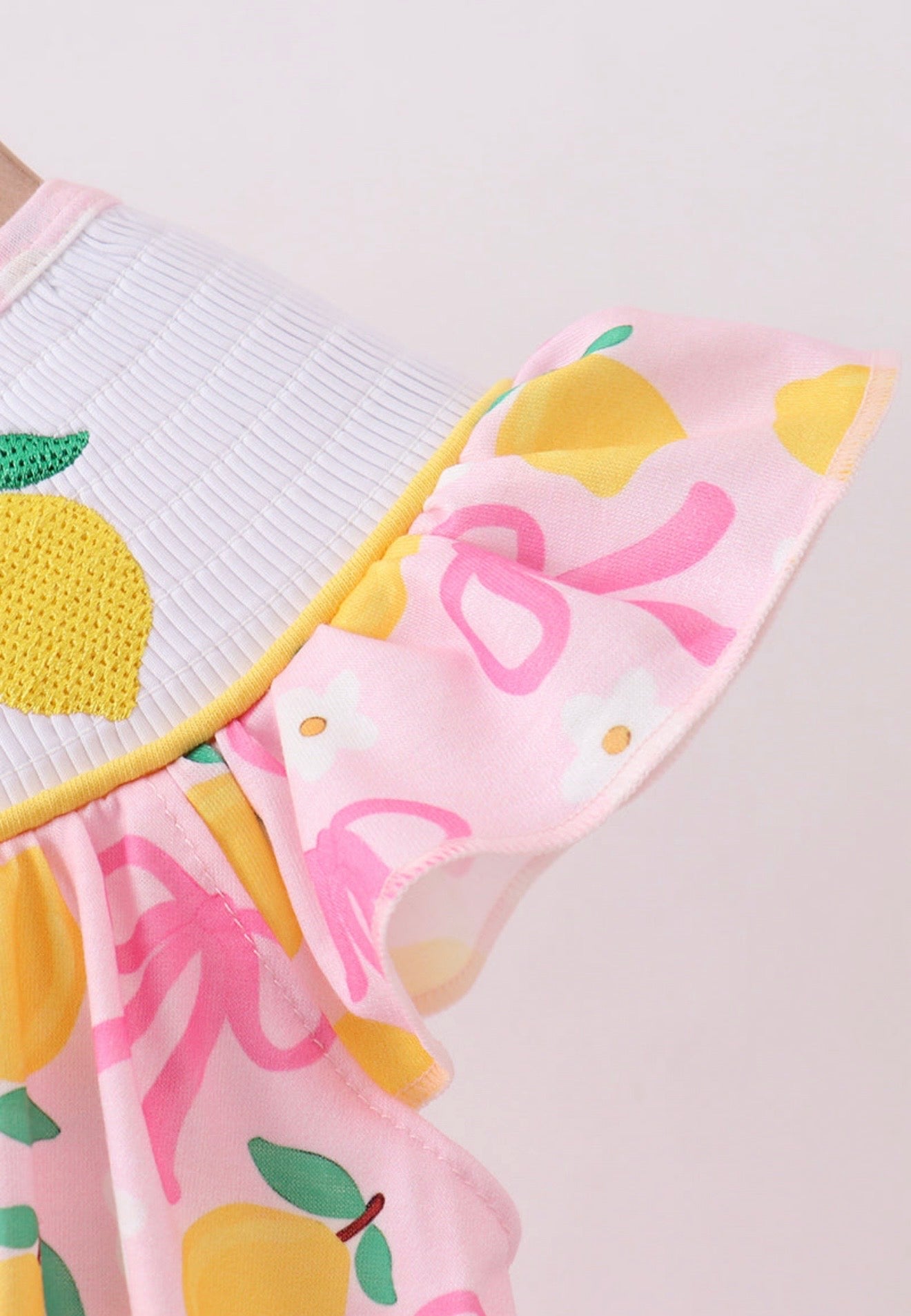 Pink lemon smocked ruffle dress
