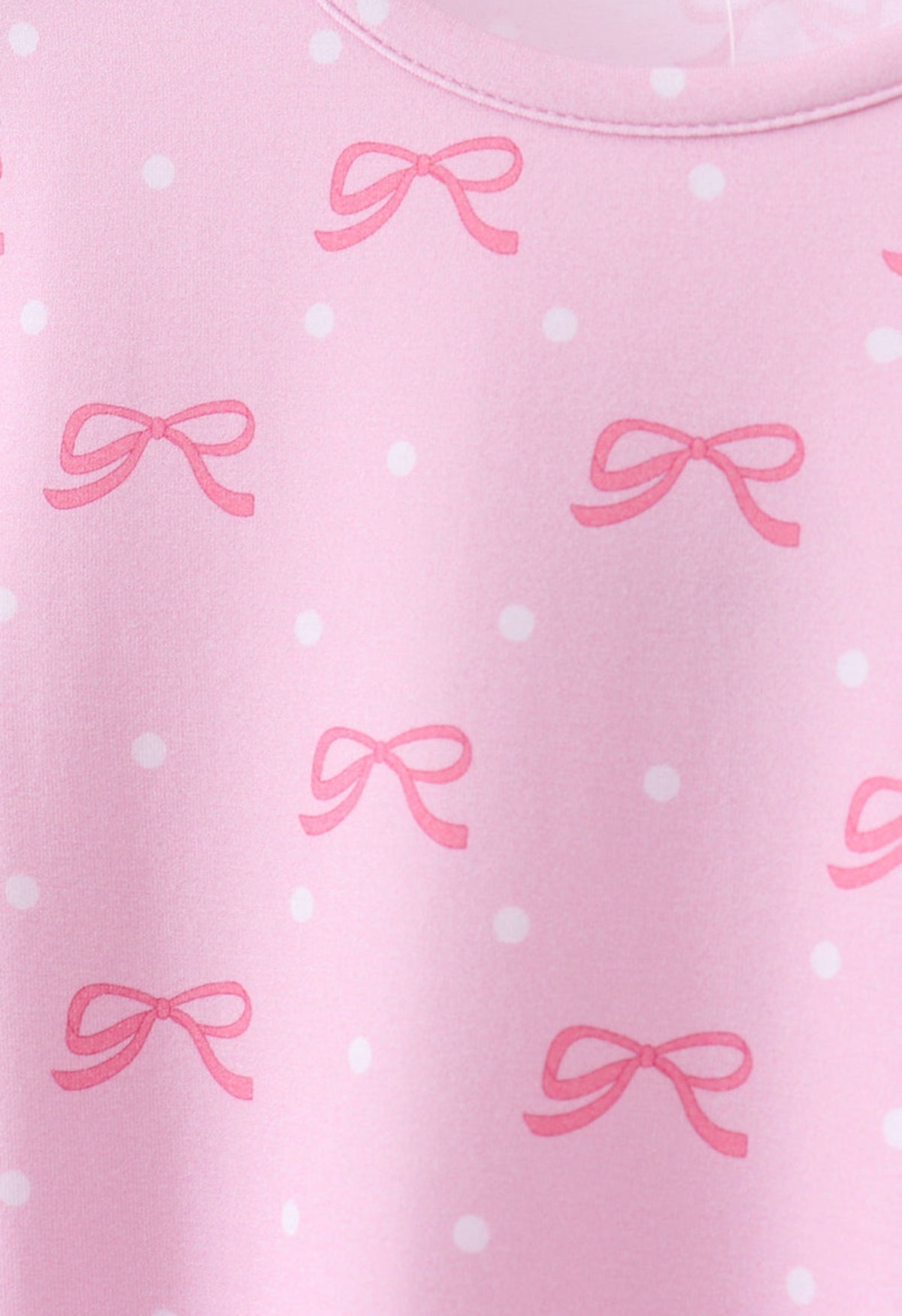 Pink bow print pants bamboo set
