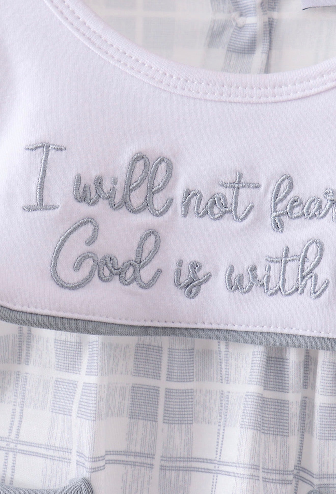 Blue Faith Quote Embroidered Ruffle Bubble