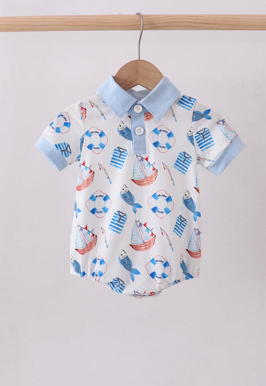Blue sailboat print bubble