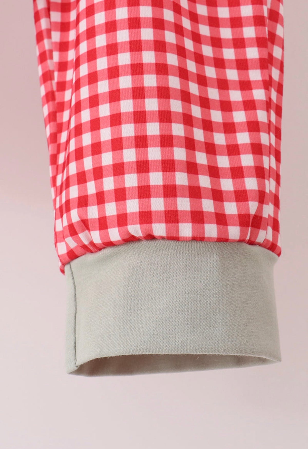 Sage santa applique gingham pants set