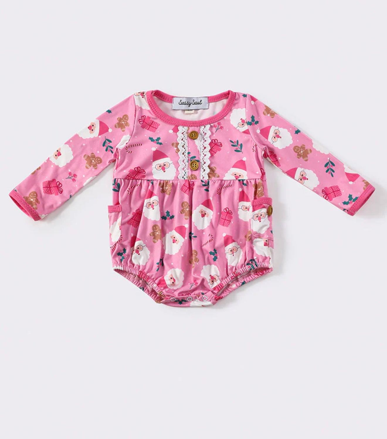 Pink Christmas Santa, Print Girl Bubble