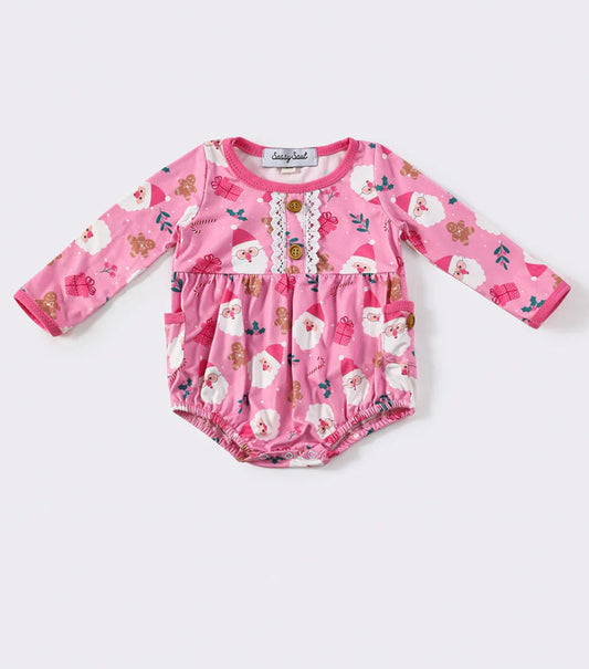 Pink Christmas Santa, Print Girl Bubble