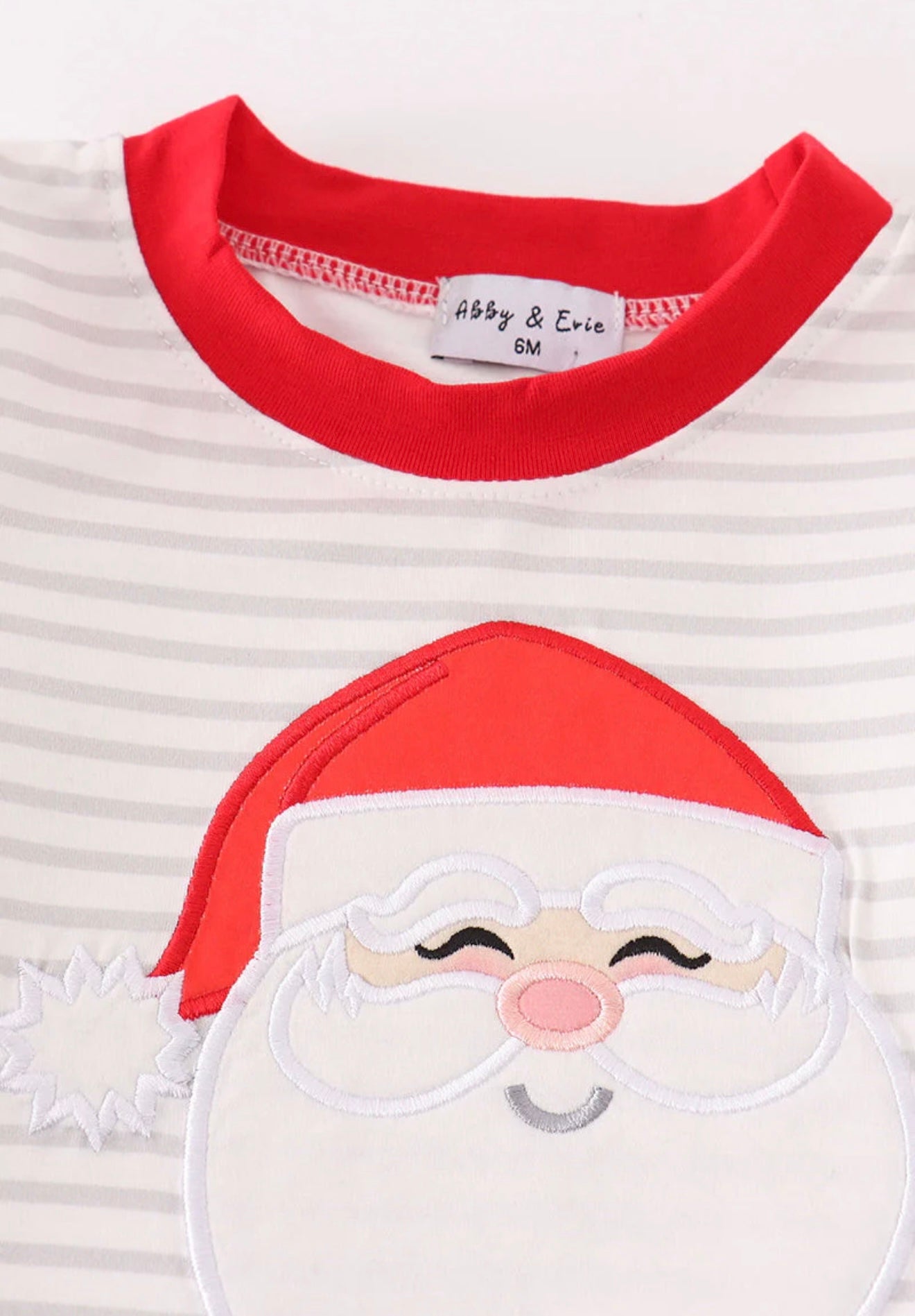 Red Christmas Santa Claus Appliqué Stripe Boy Bloomer Set