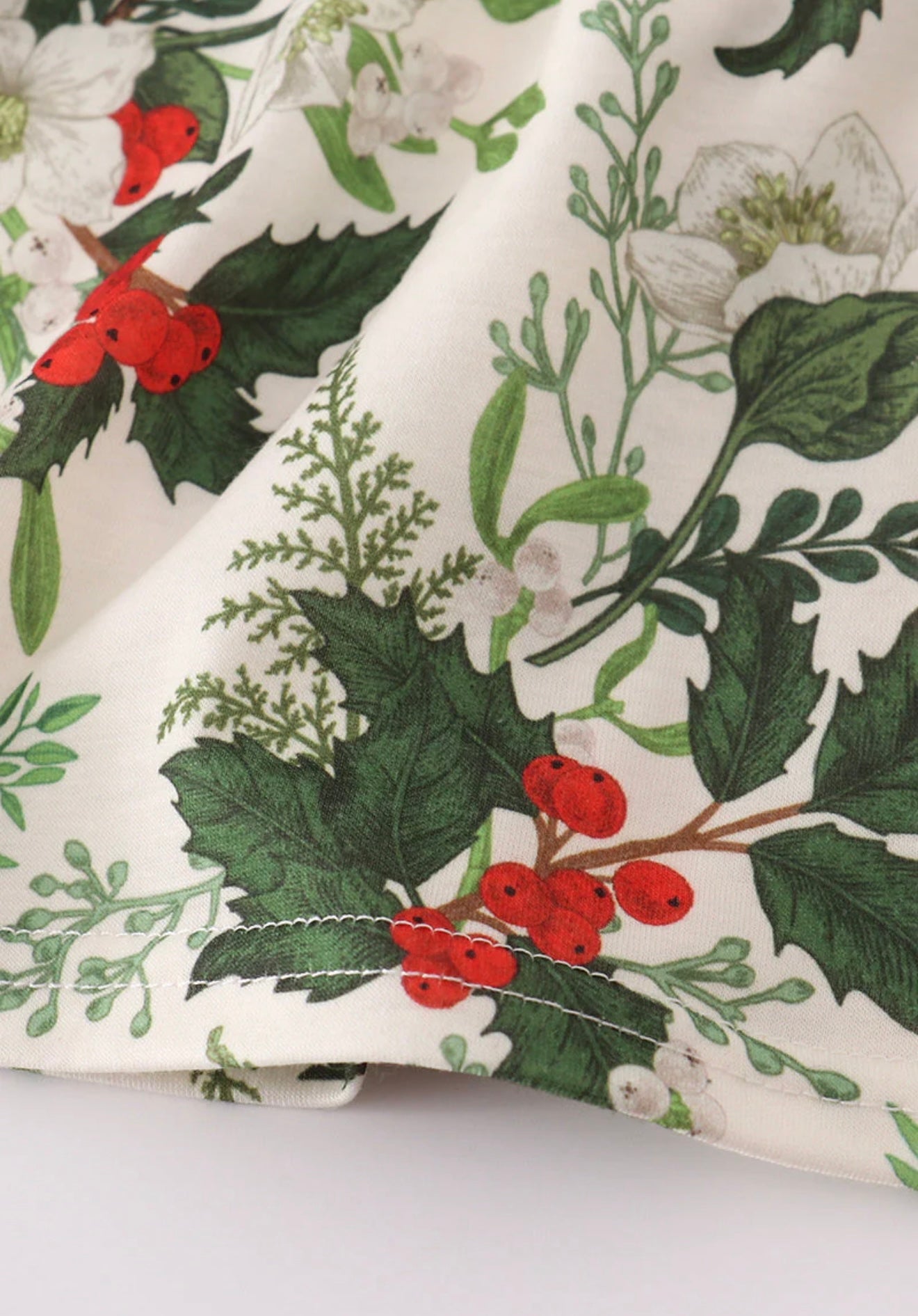 Green Holly Floral Smocked  Dress ￼