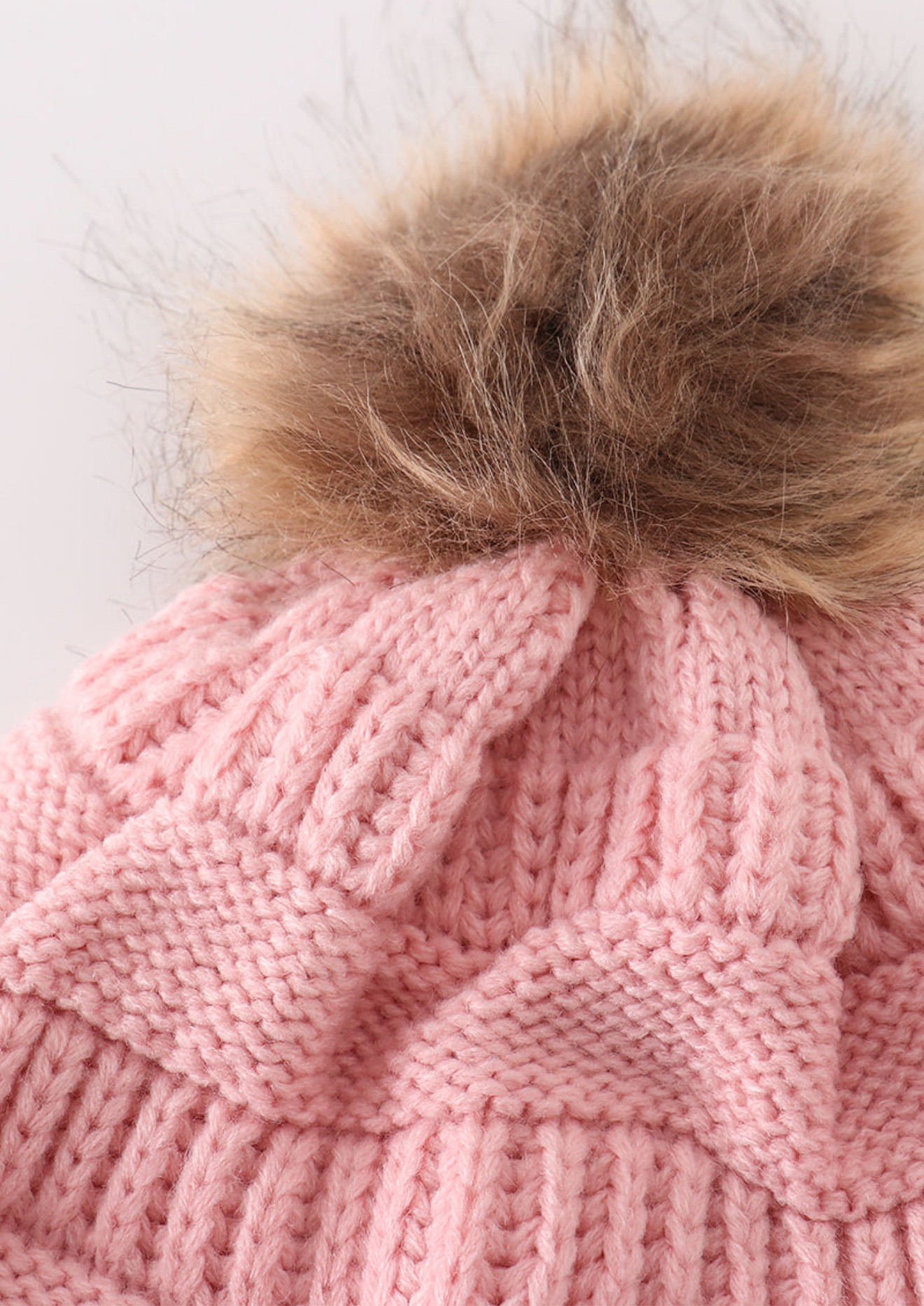 Kids and Adult Pompom Cable Beanie