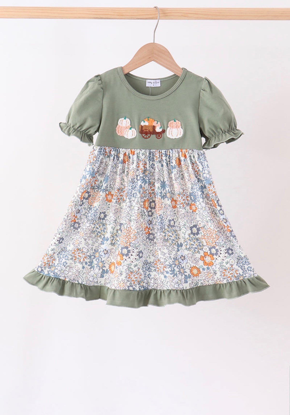 Green pumpkin french knot dress