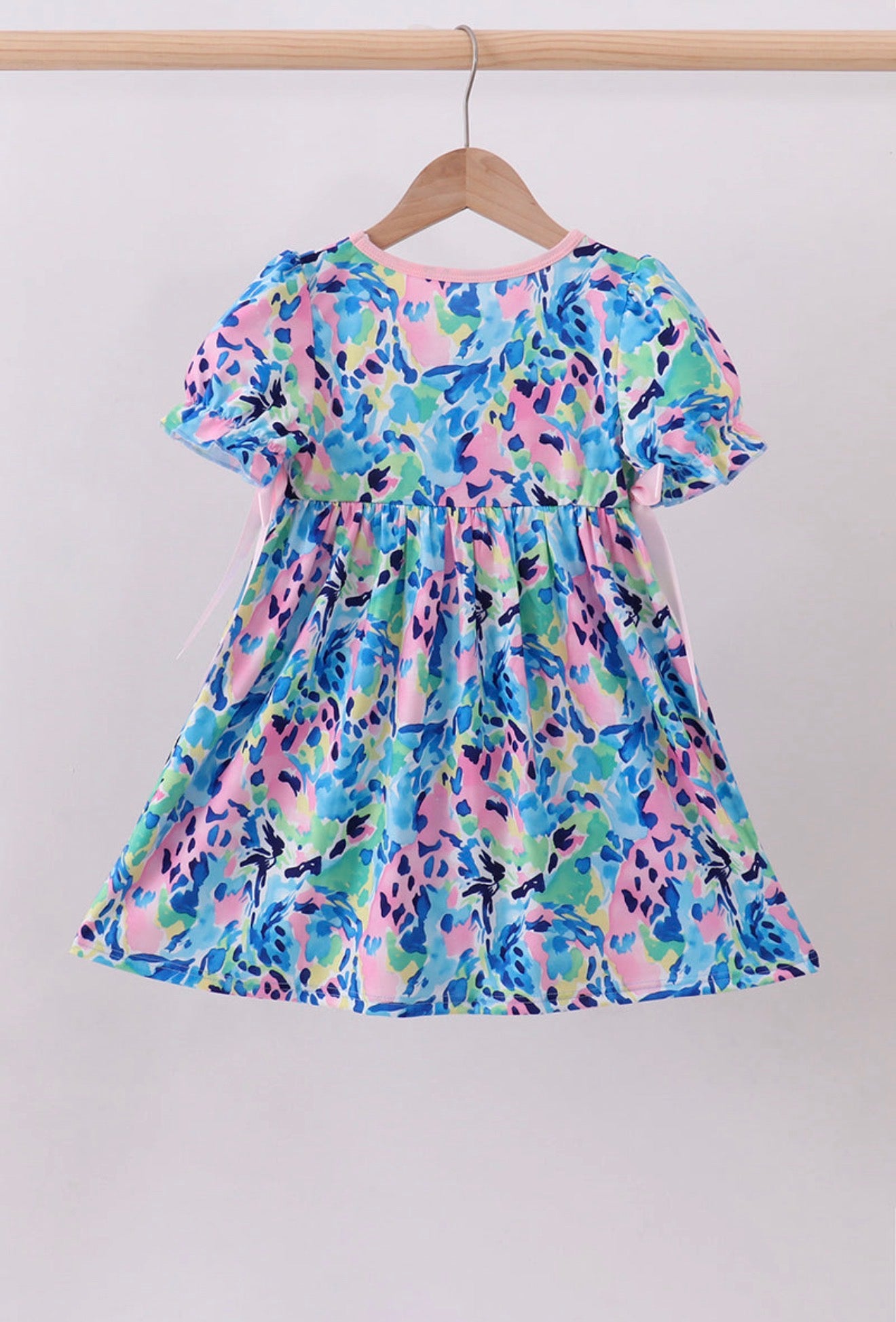 Pink character smocked ruffle dress