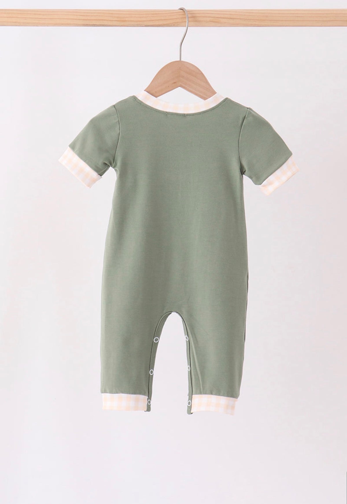 Green pumpkin french knot romper