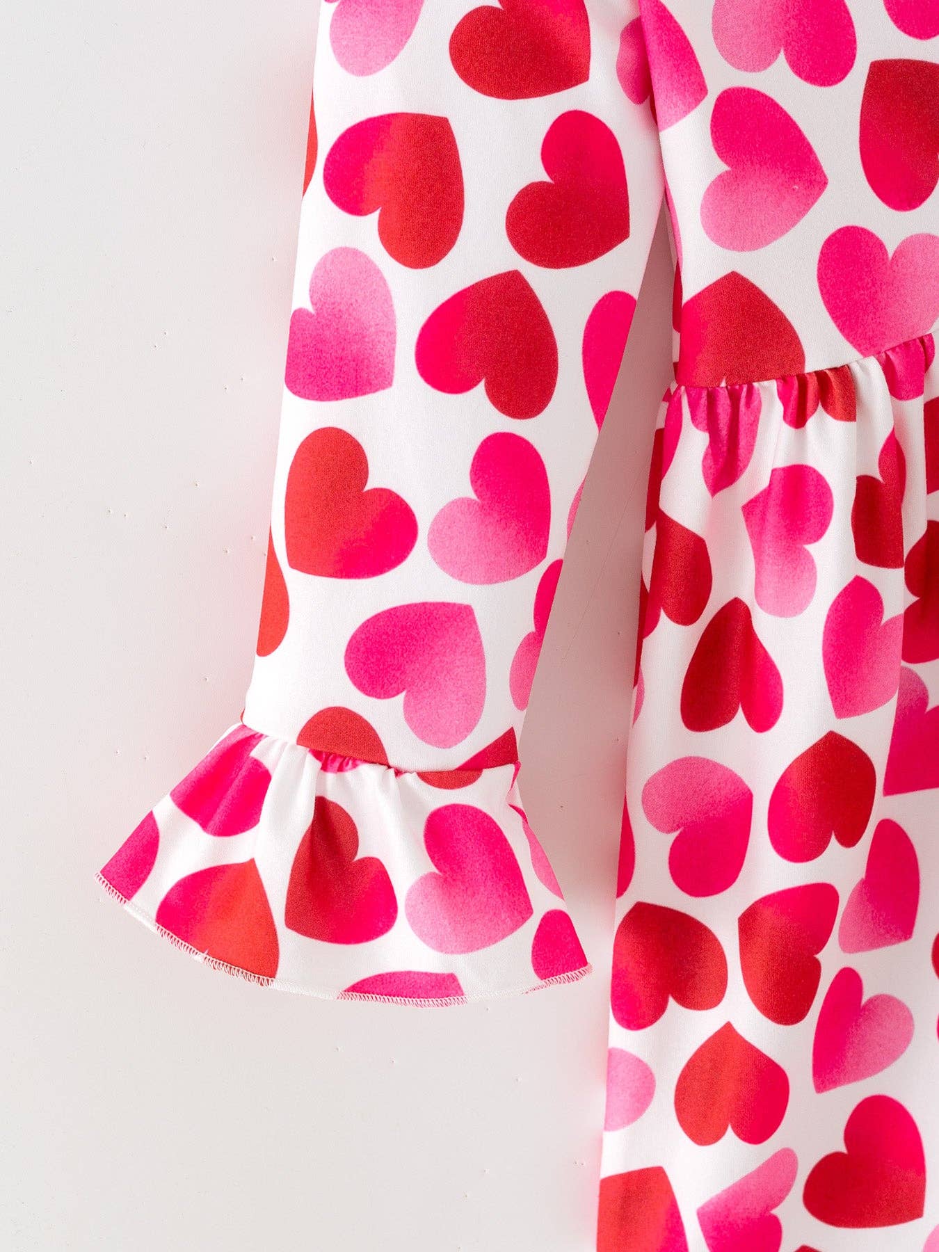 Girls Valentine Party Dress – Red Pink Ruffle Sleeve