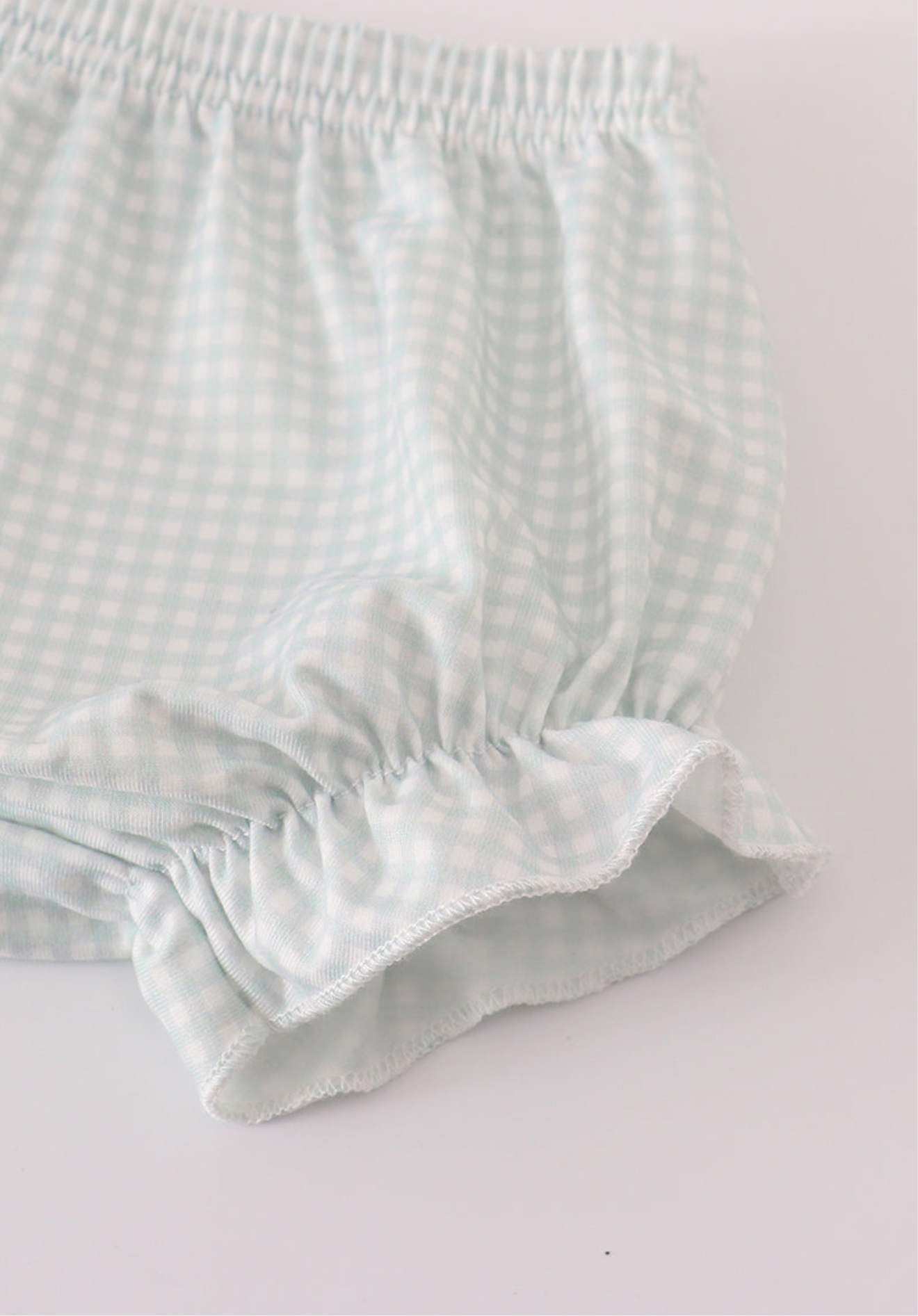 Blue boots embroidery ruffle bloomer set ￼