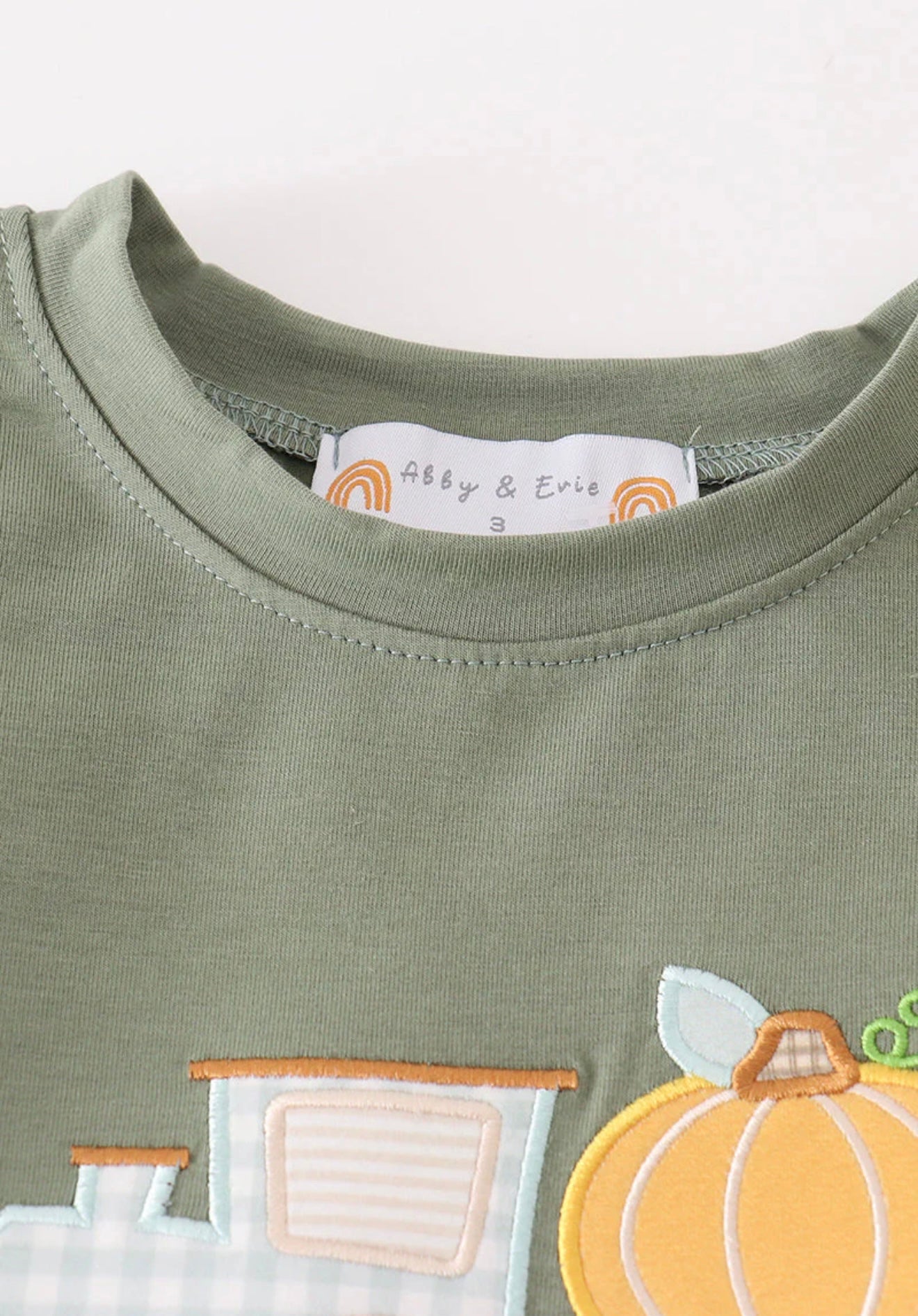 Green train pumpkin appliqué girl bubble