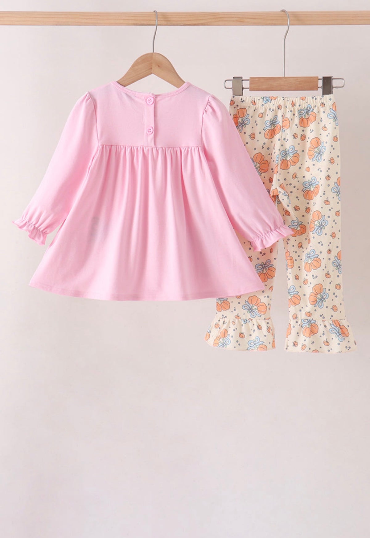 Pink bow pumpkin ruffle pants set