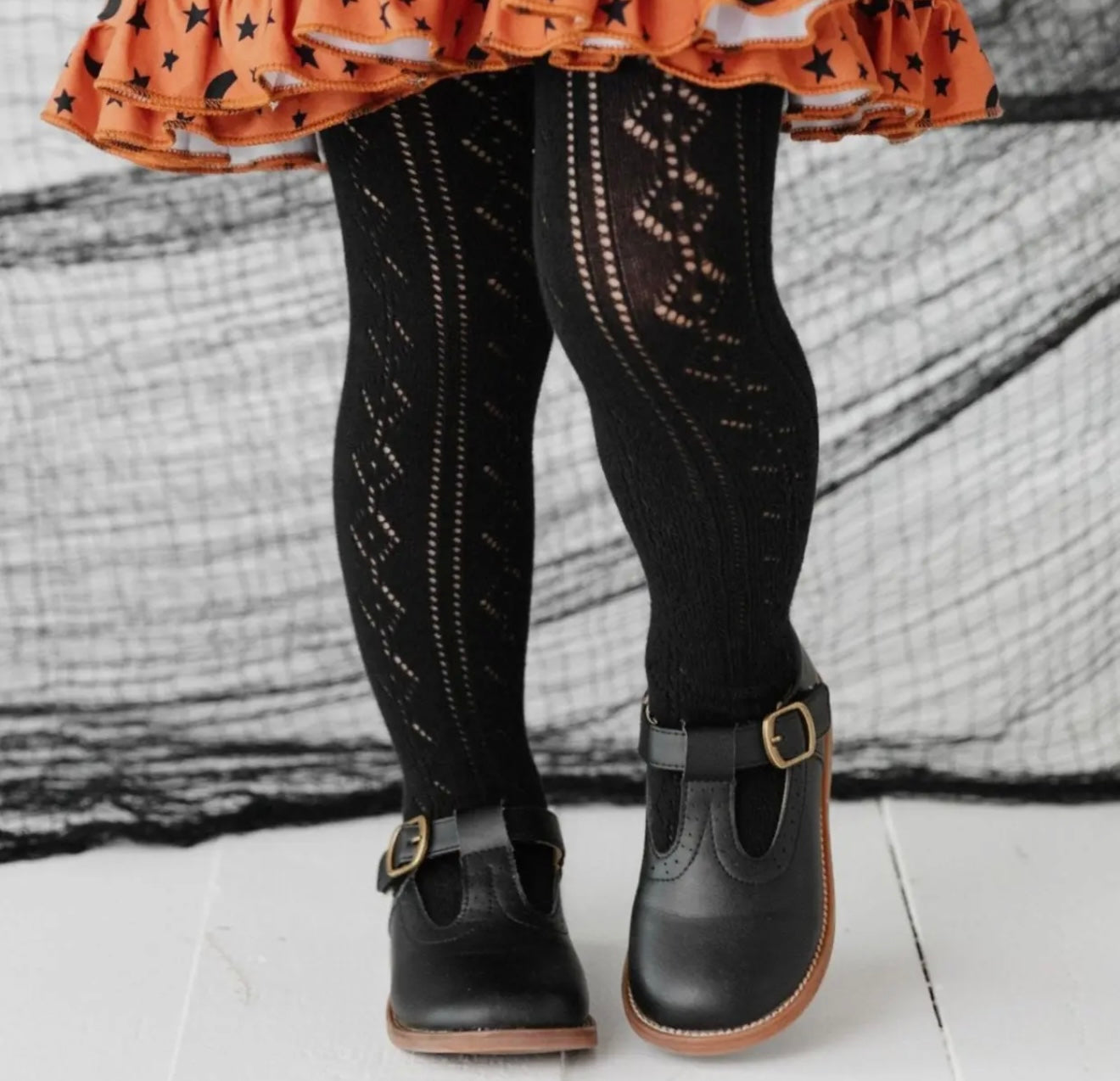Black Fancy Knit Tights