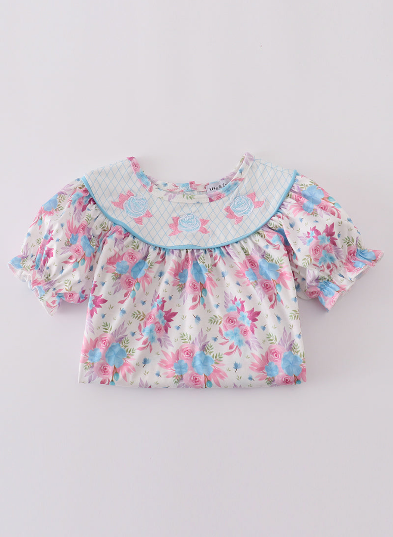 Blue petal meadow embroidery girl dress