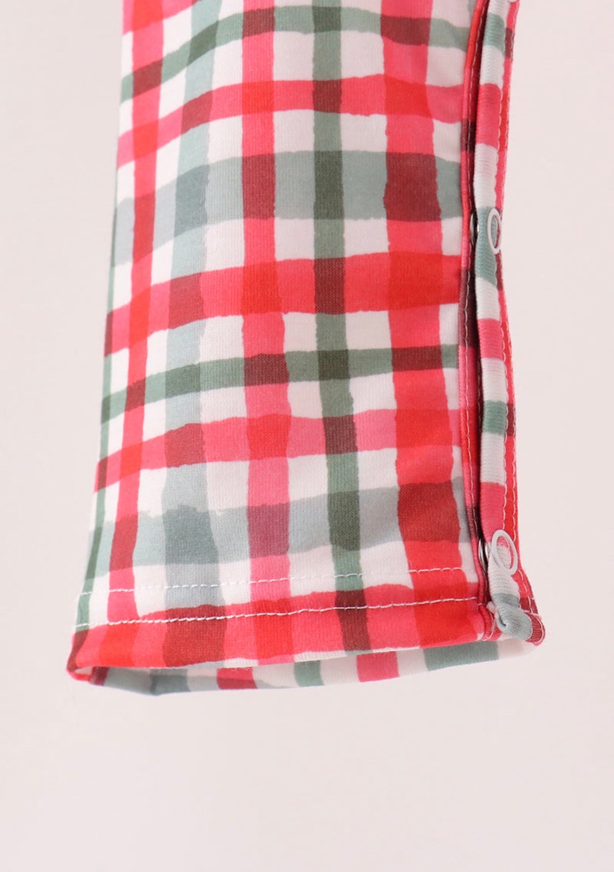 Green merry christmas embroidery plaid romper