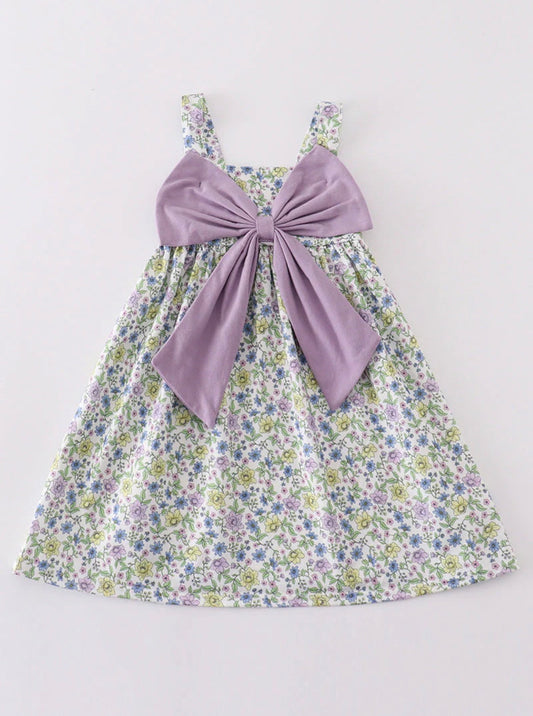 Purple bow floral dress