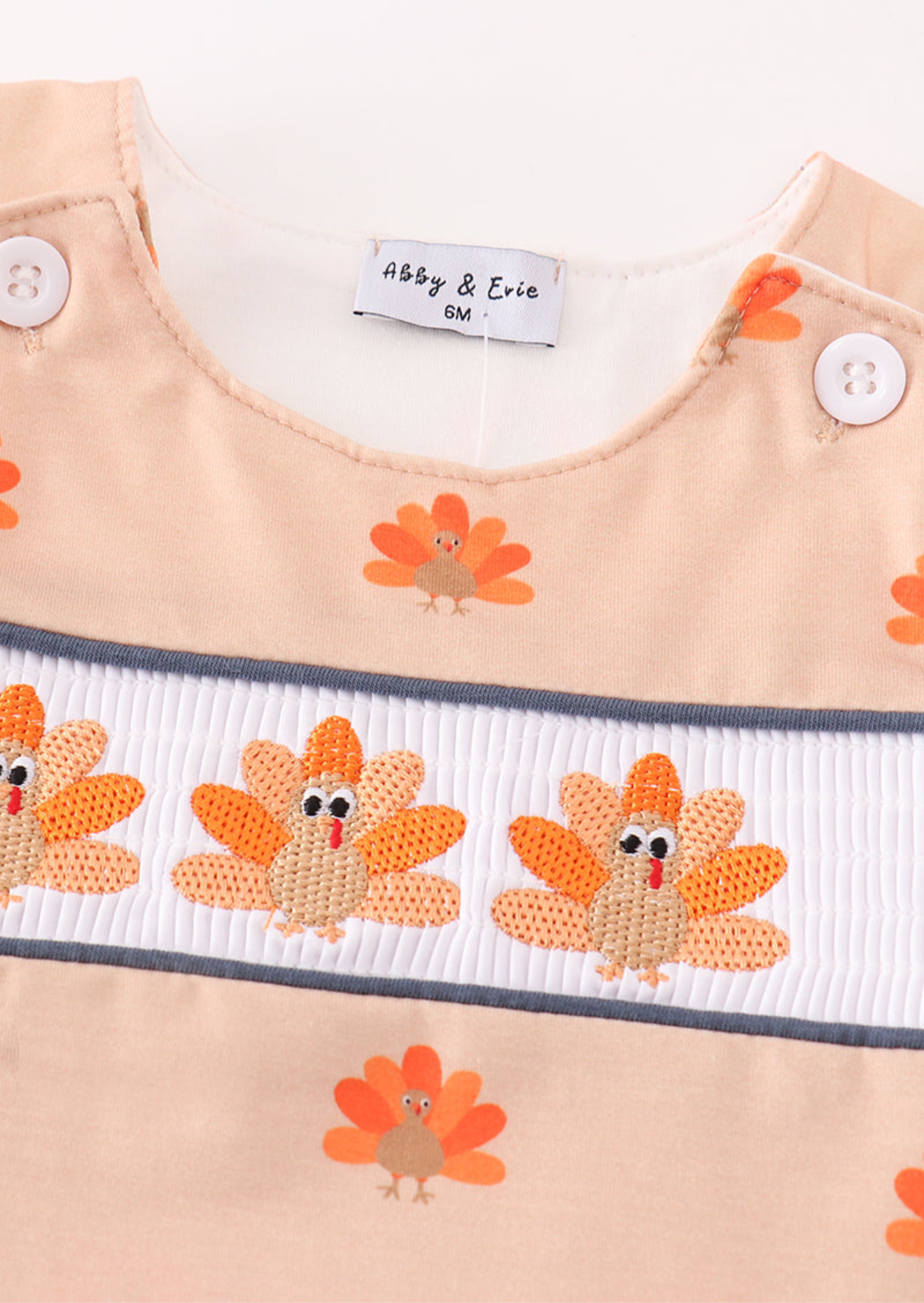 Khaki Turkey Embroidery Smocked Boy’s Jonjon