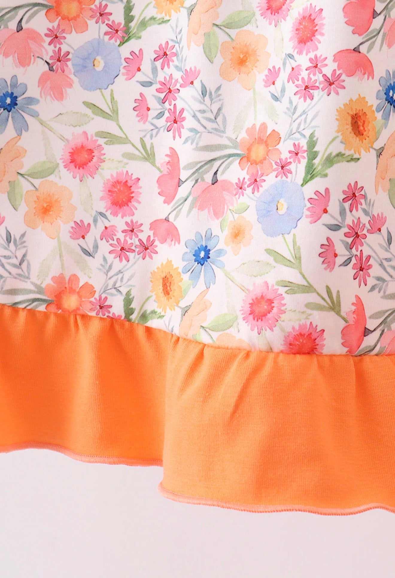 Coral Jesus Loves Me embroidered floral ruffle dress