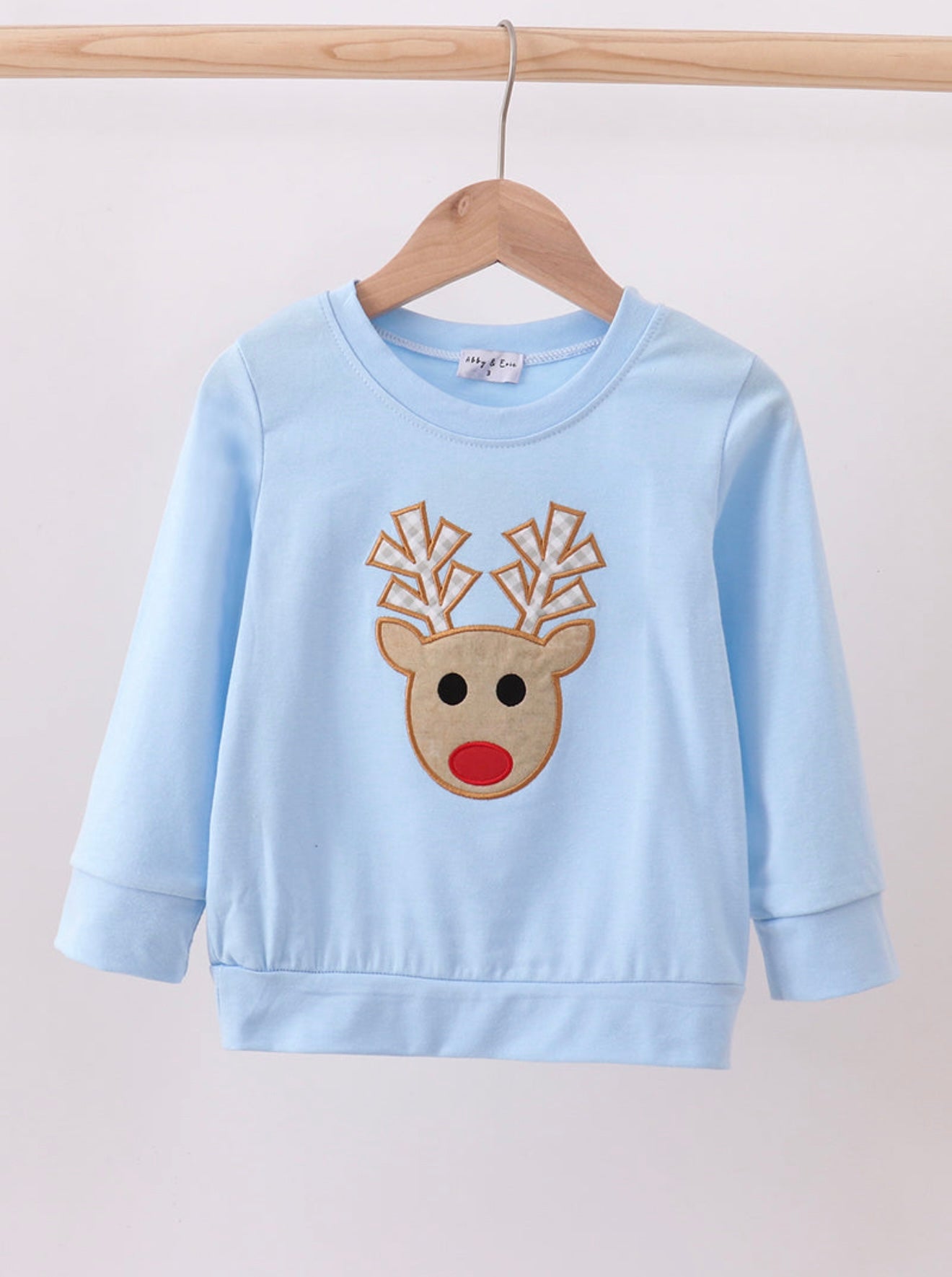 Blue Reindeer Appliqué Top