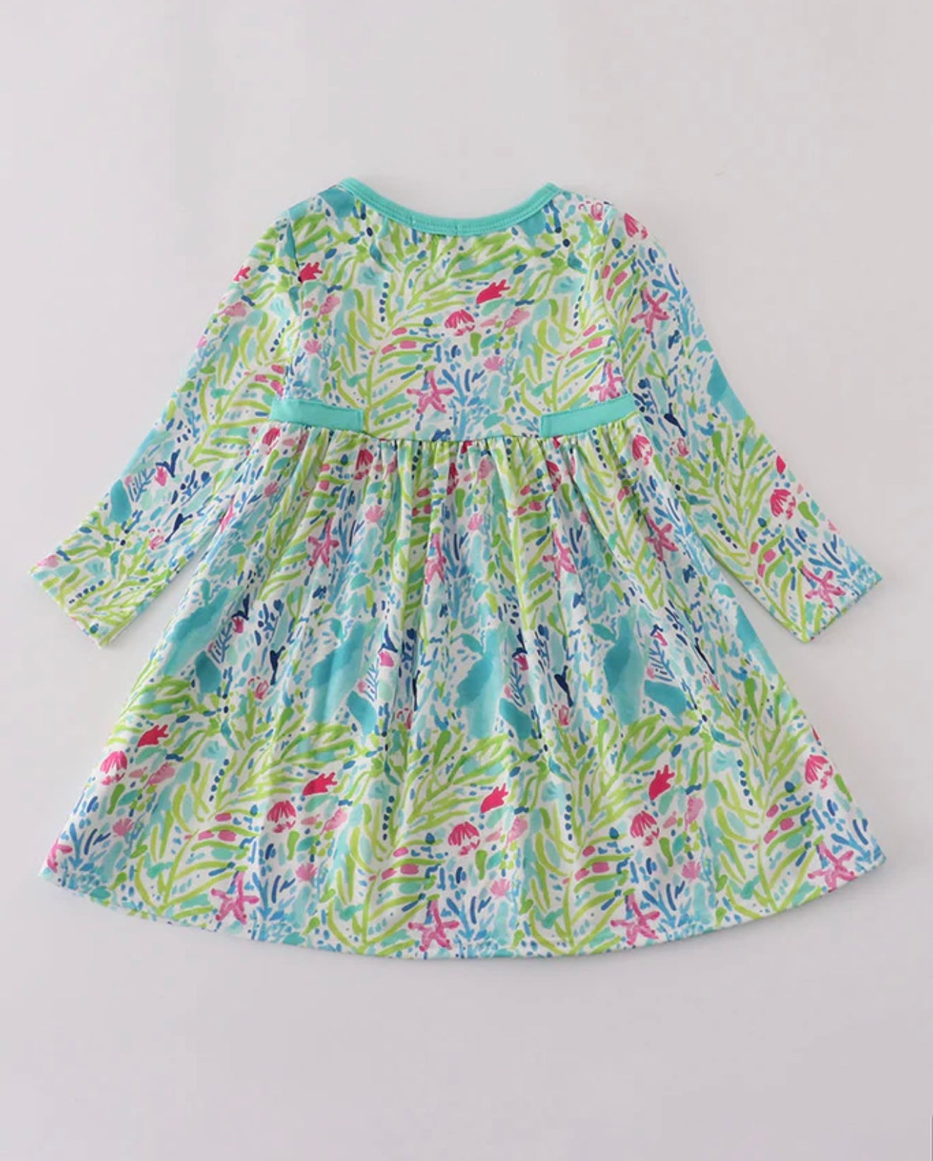 Green meadow splash ruffle dress
