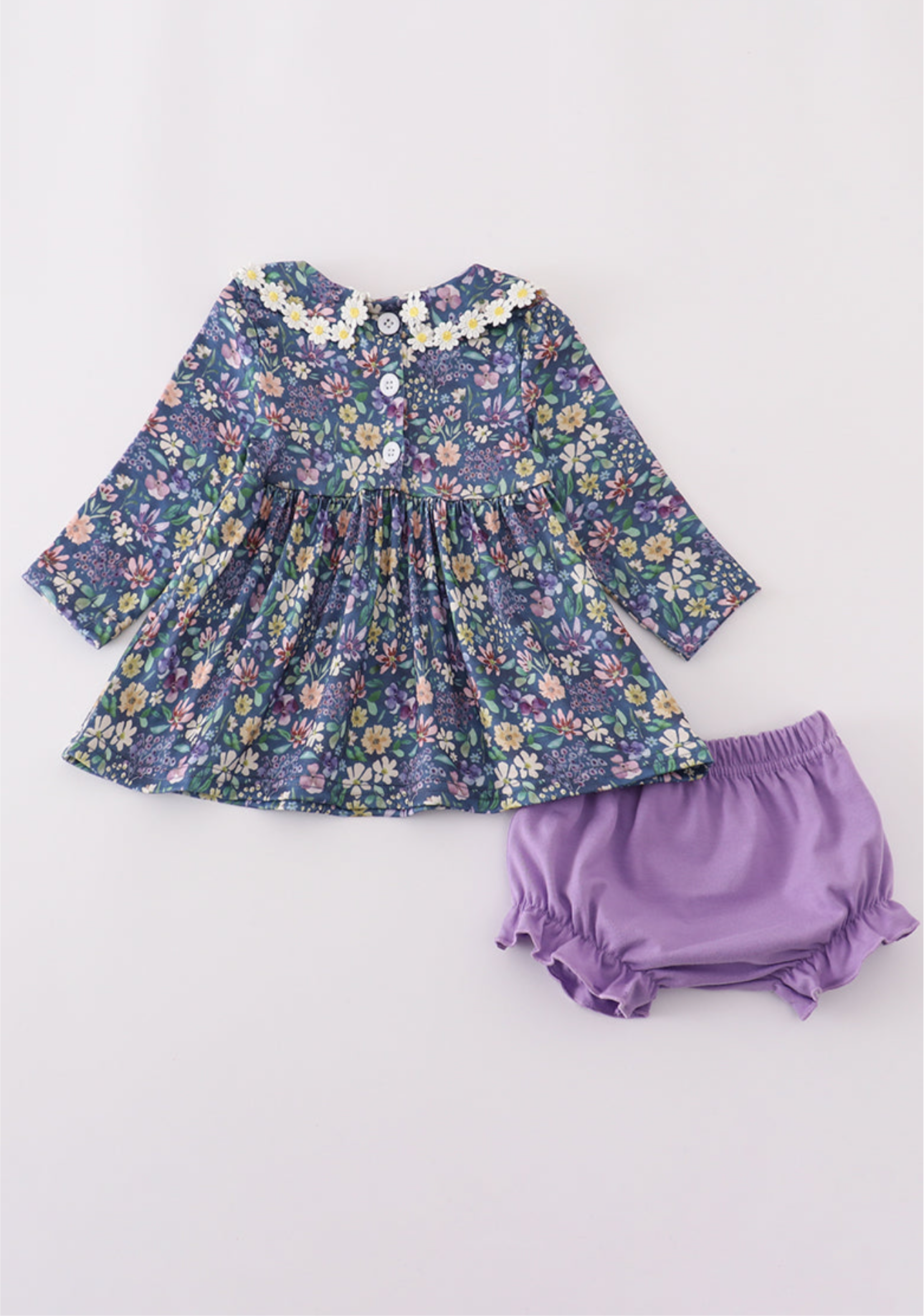 Purple floral lace bloomer set